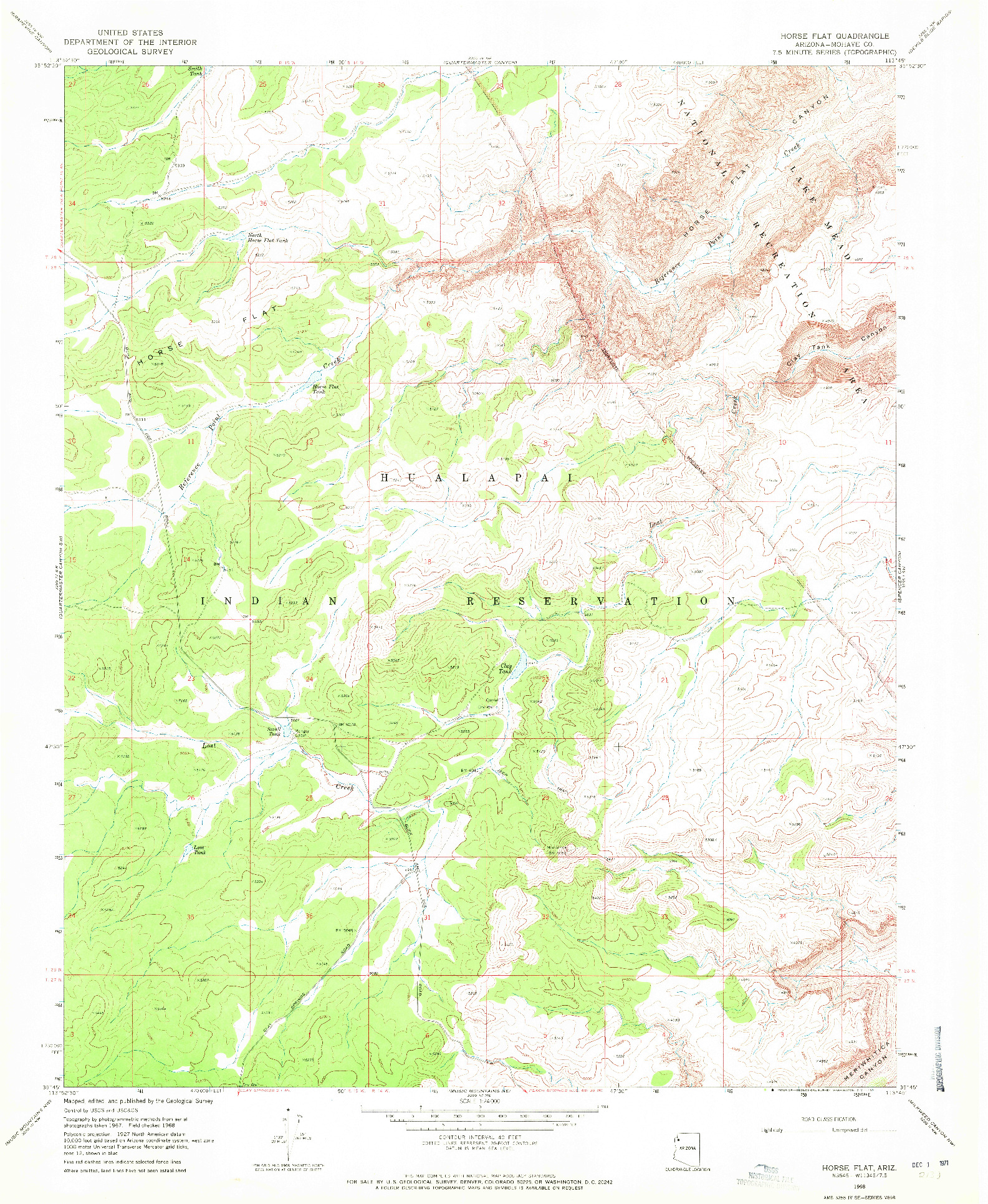 USGS 1:24000-SCALE QUADRANGLE FOR HORSE FLAT, AZ 1968