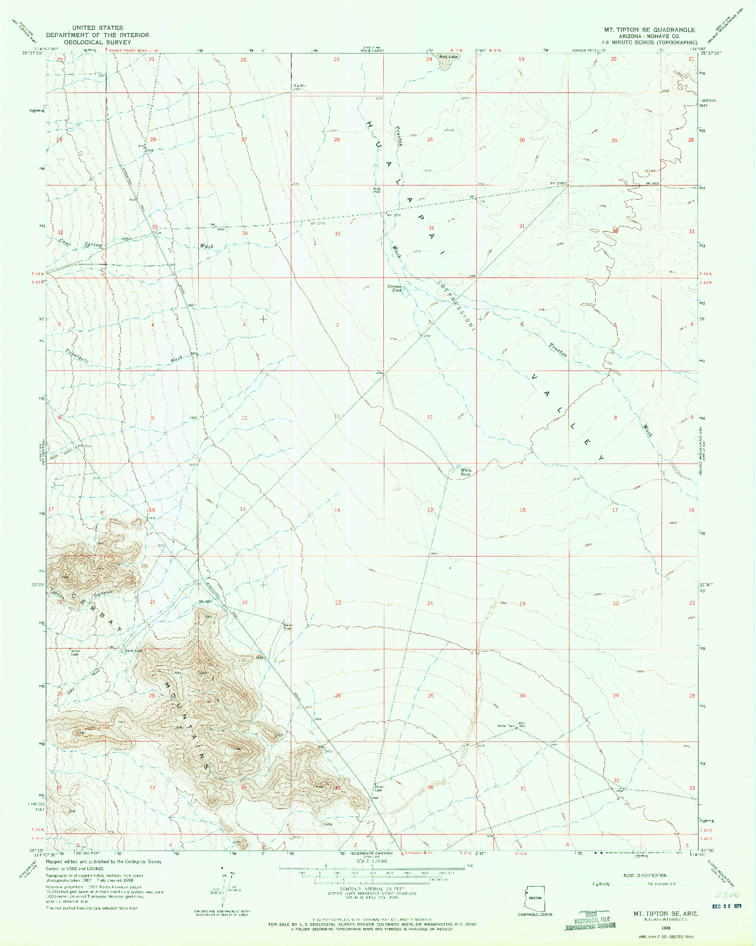 USGS 1:24000-SCALE QUADRANGLE FOR MT. TIPTON SE, AZ 1968