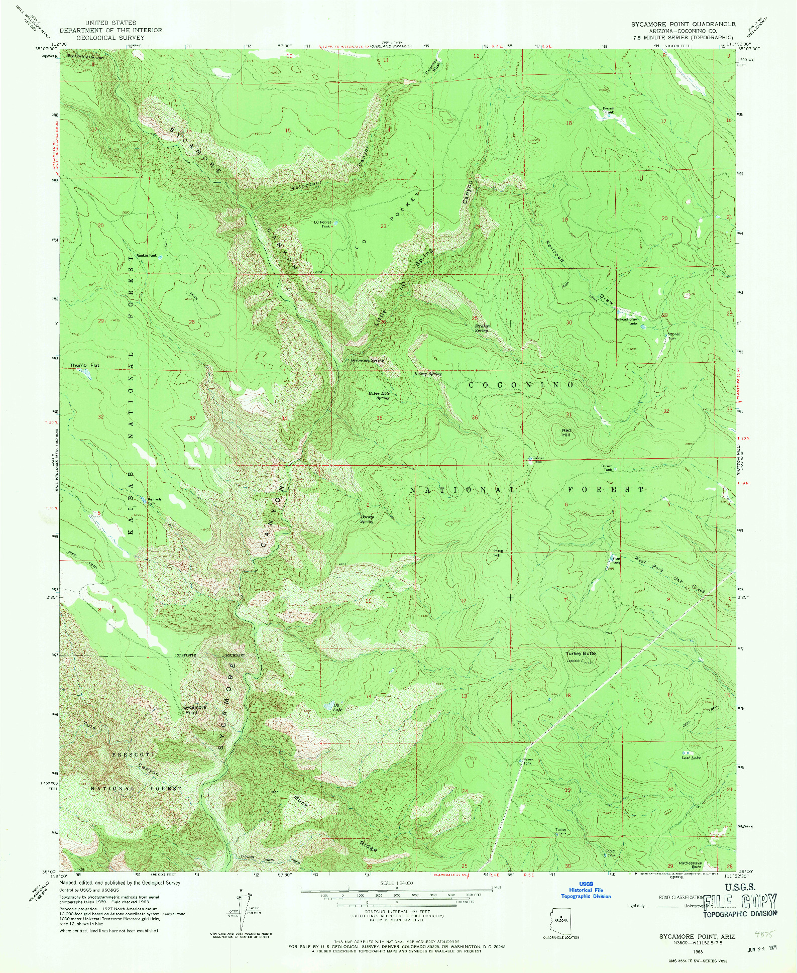 USGS 1:24000-SCALE QUADRANGLE FOR SYCAMORE POINT, AZ 1963