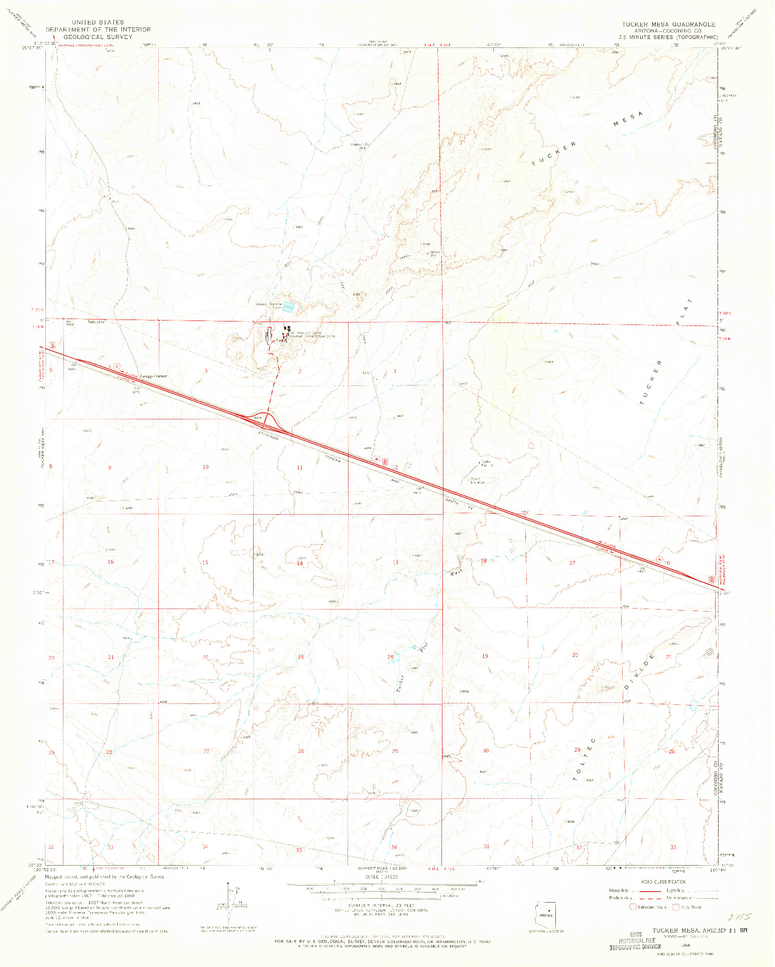 USGS 1:24000-SCALE QUADRANGLE FOR TUCKER MESA, AZ 1968