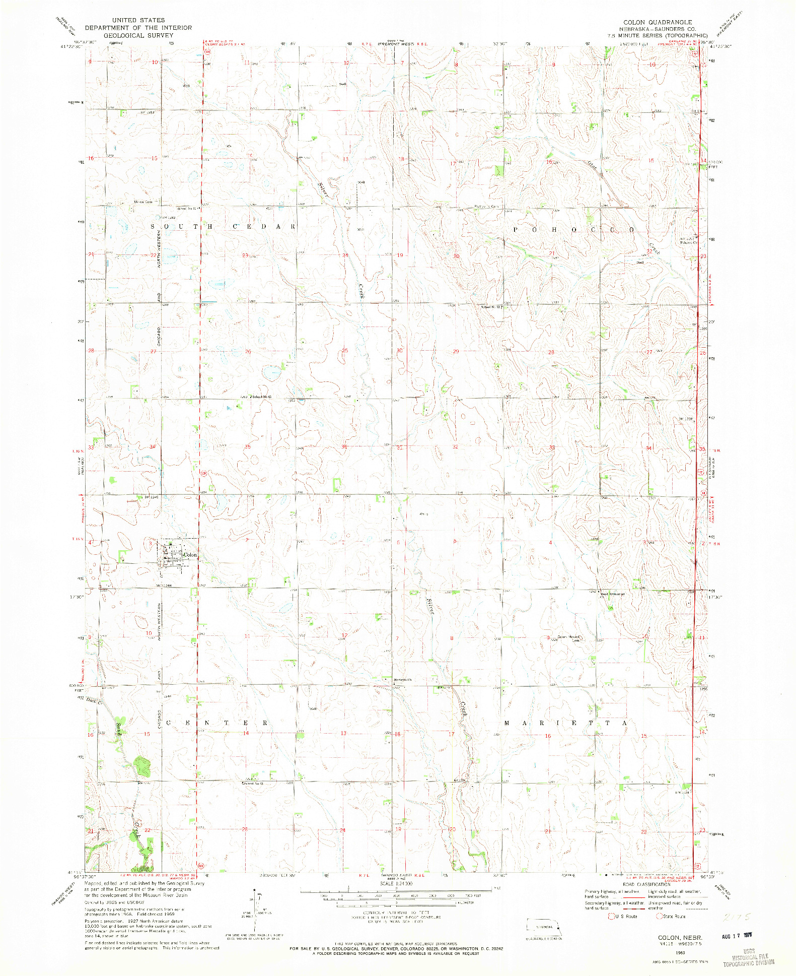 USGS 1:24000-SCALE QUADRANGLE FOR COLON, NE 1969