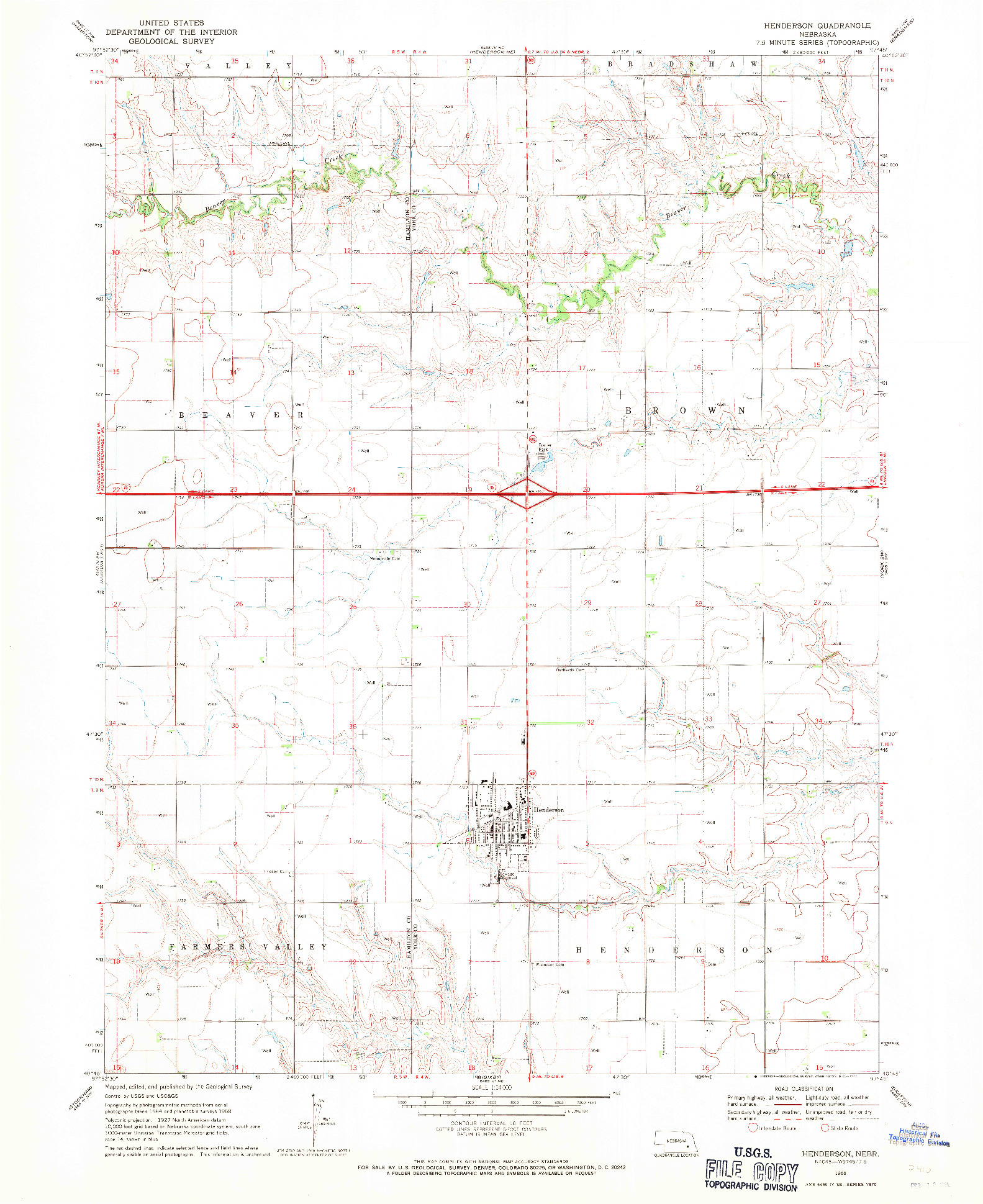 USGS 1:24000-SCALE QUADRANGLE FOR HENDERSON, NE 1968