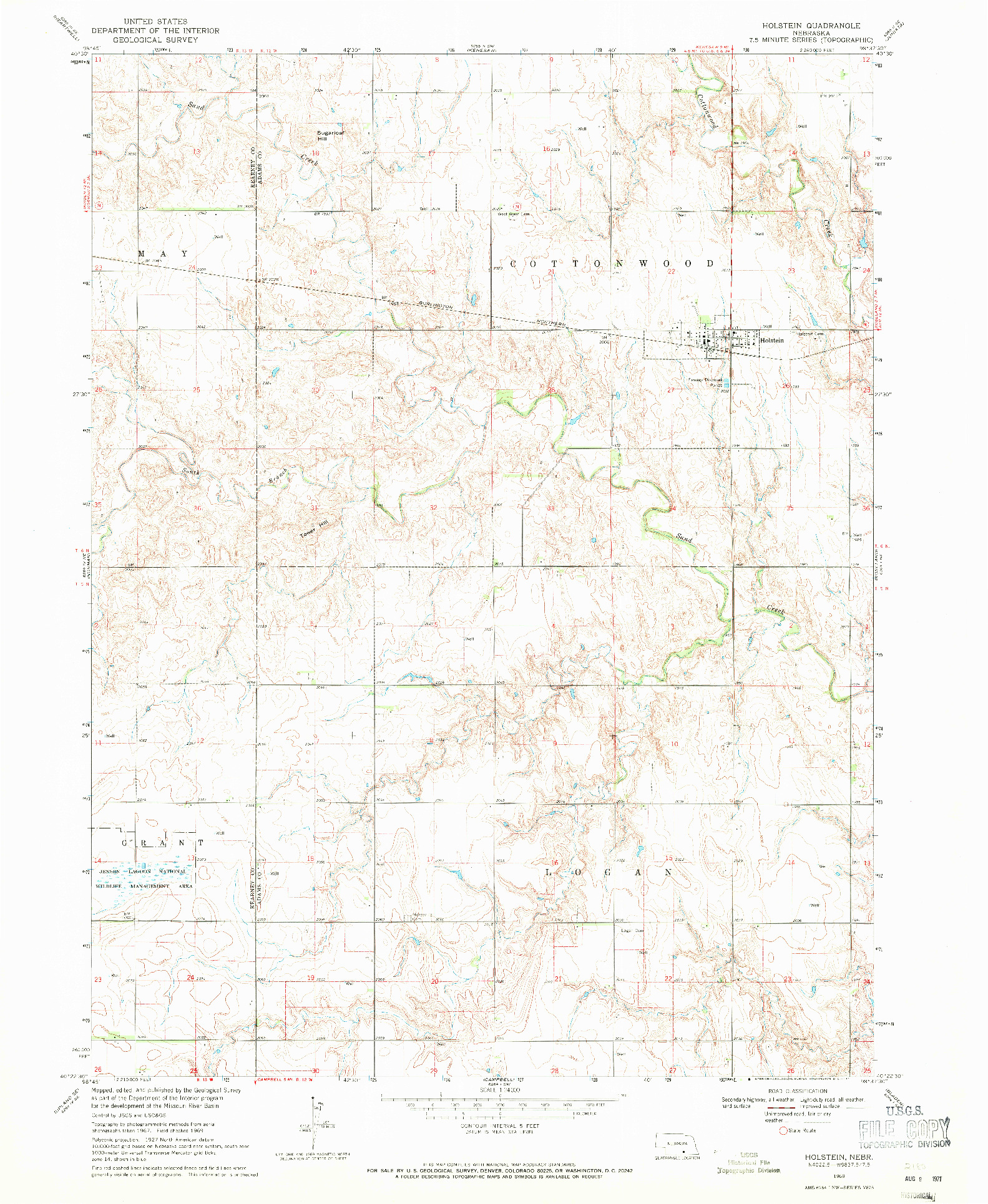 USGS 1:24000-SCALE QUADRANGLE FOR HOLSTEIN, NE 1969