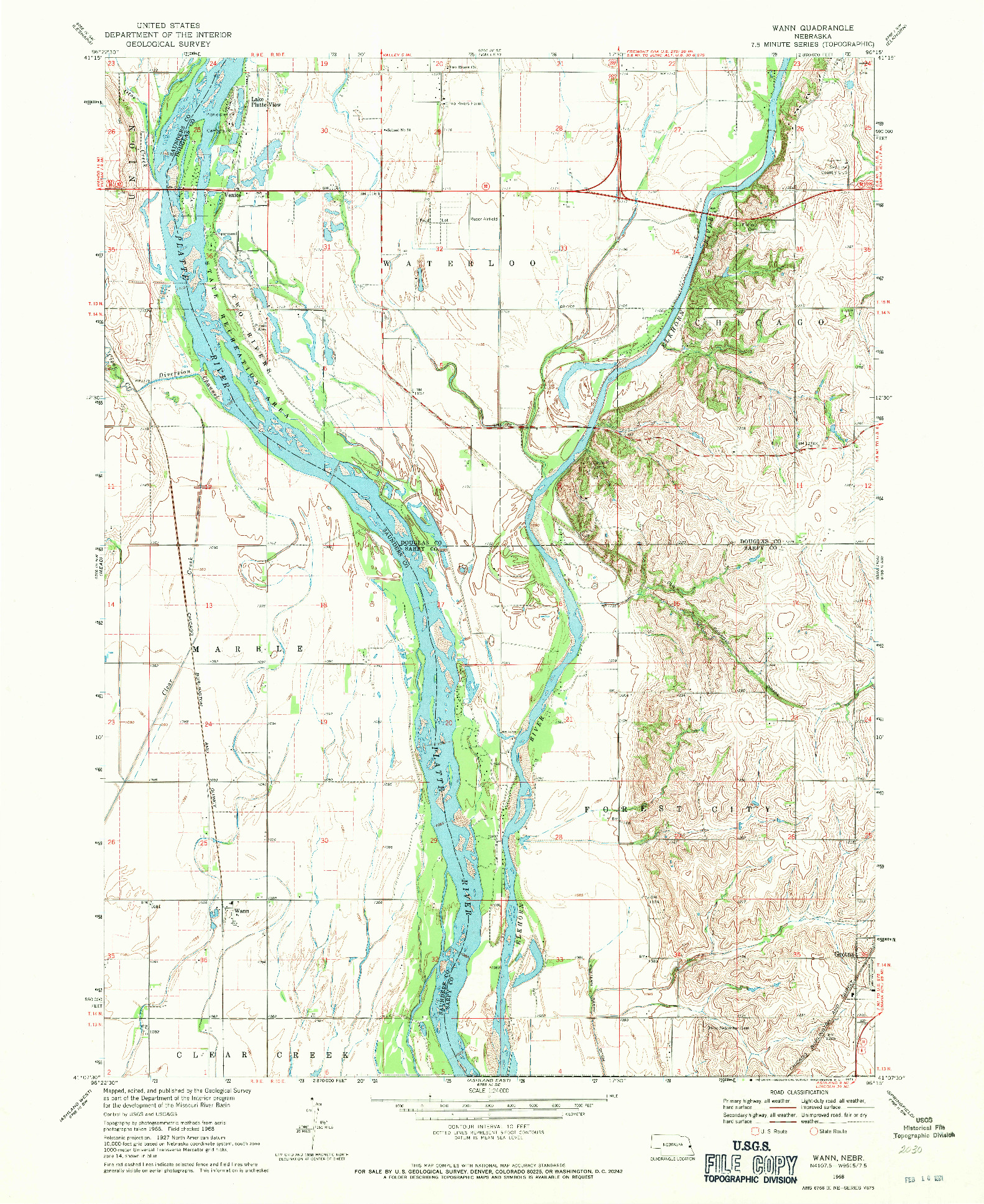 USGS 1:24000-SCALE QUADRANGLE FOR WANN, NE 1968