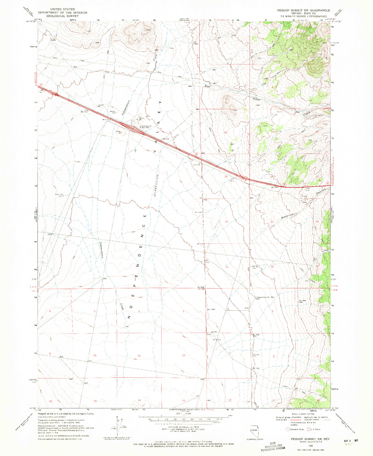 USGS 1:24000-SCALE QUADRANGLE FOR PEQUOP SUMMIT SW, NV 1968