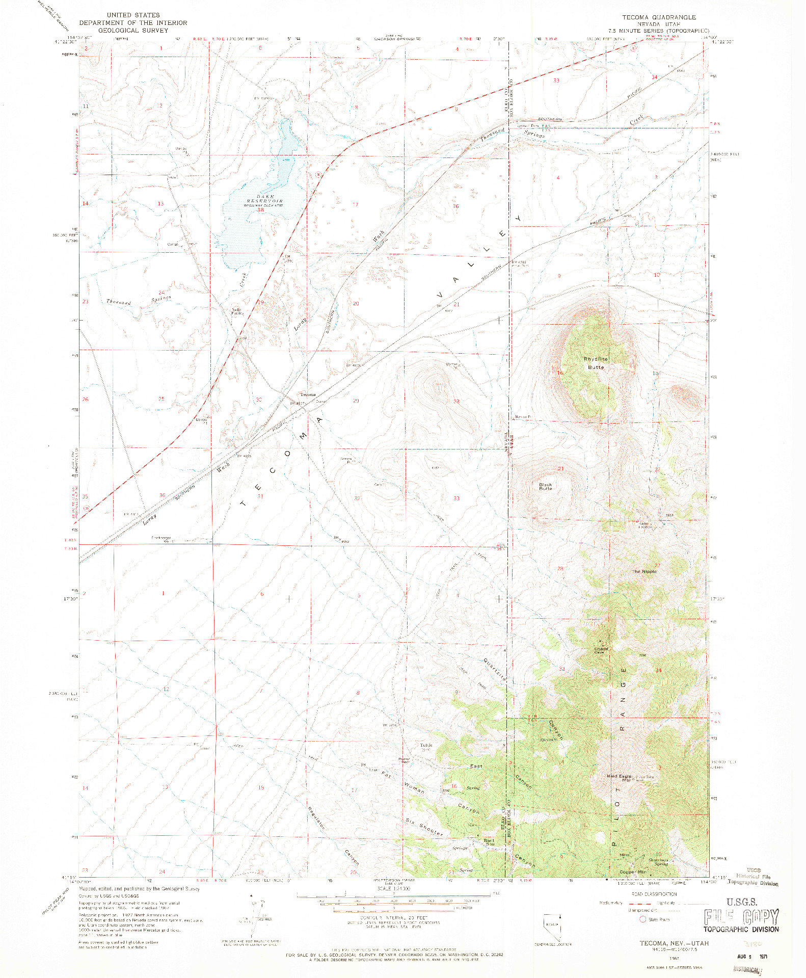 USGS 1:24000-SCALE QUADRANGLE FOR TECOMA, NV 1967