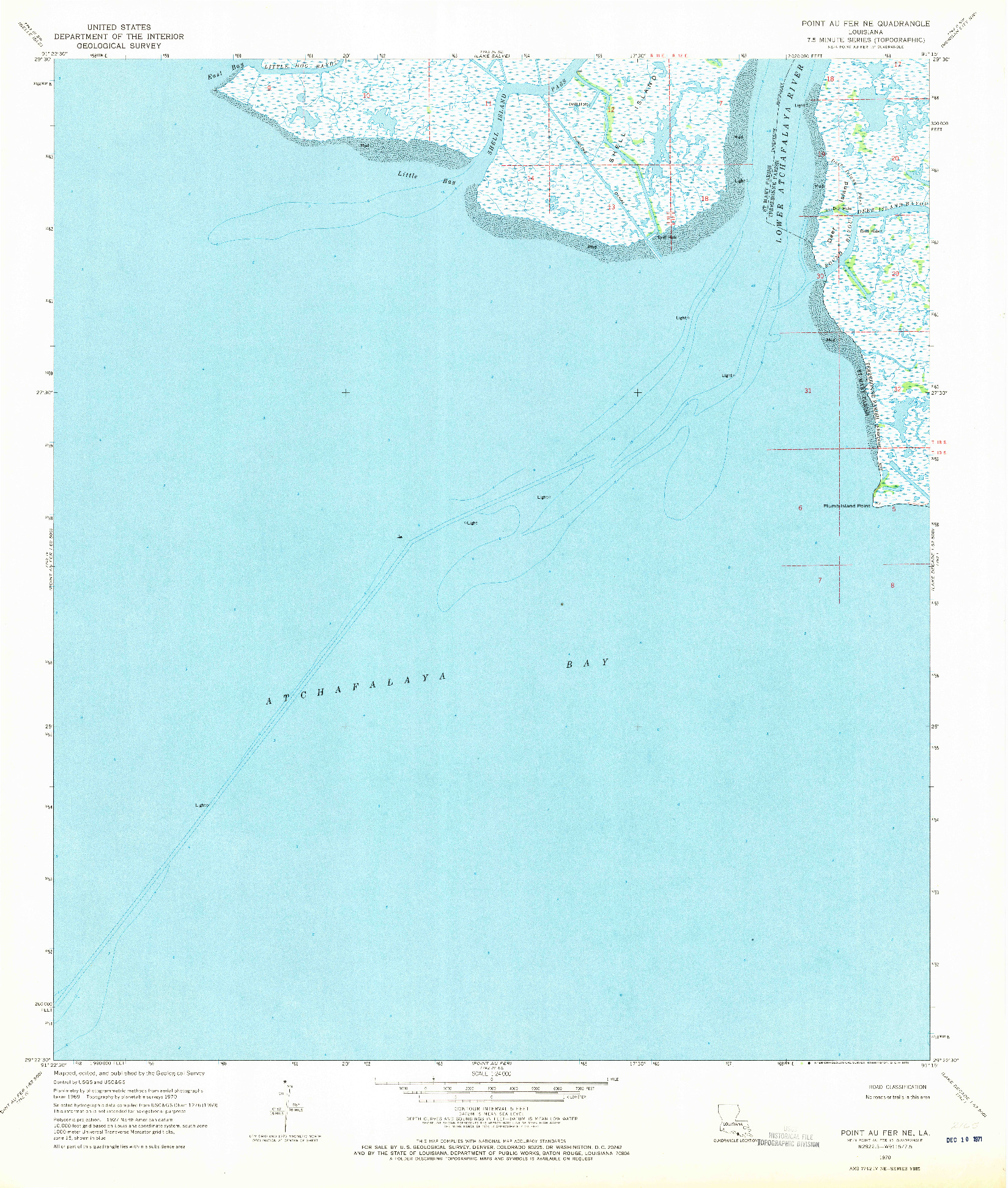 USGS 1:24000-SCALE QUADRANGLE FOR POINT AU FER NE, LA 1970