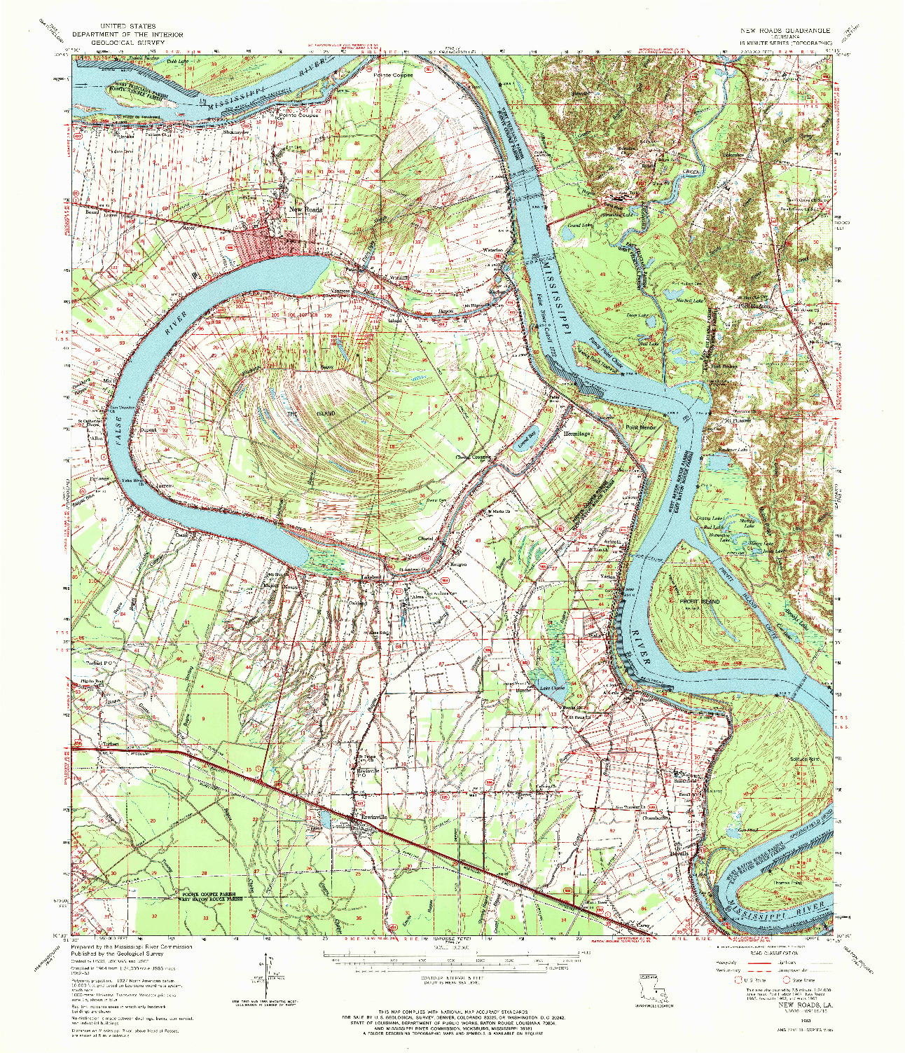 USGS 1:62500-SCALE QUADRANGLE FOR NEW ROADS, LA 1963