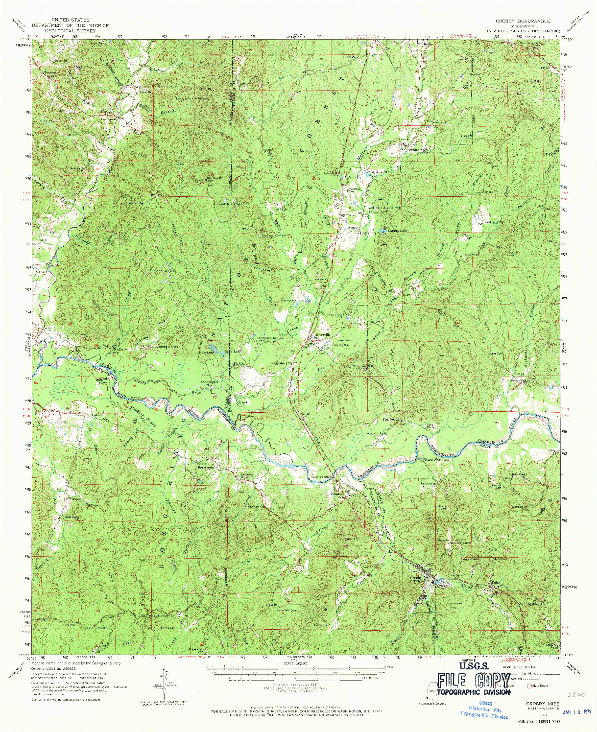 USGS 1:62500-SCALE QUADRANGLE FOR CROSBY, MS 1961