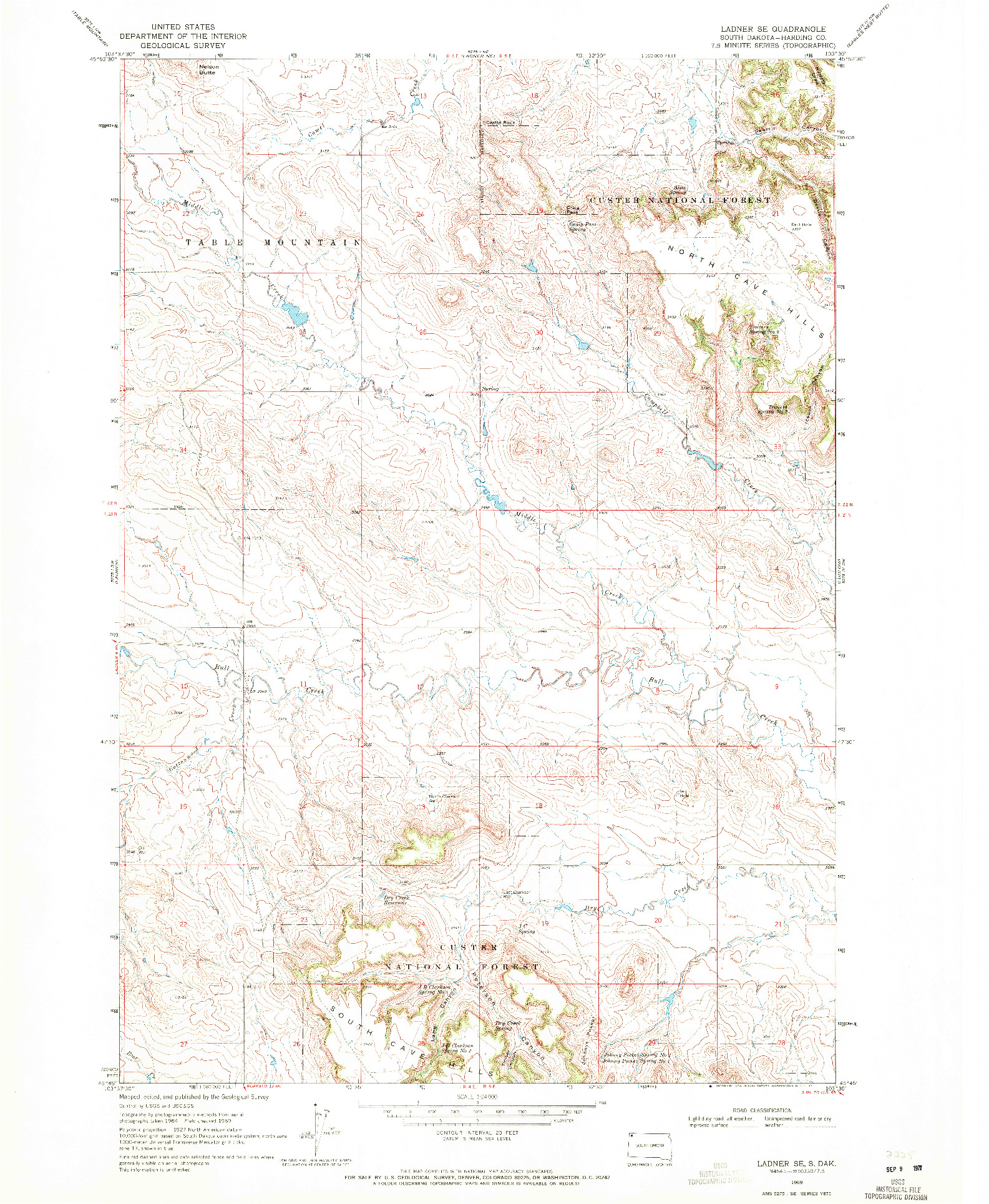 USGS 1:24000-SCALE QUADRANGLE FOR LADNER SE, SD 1969