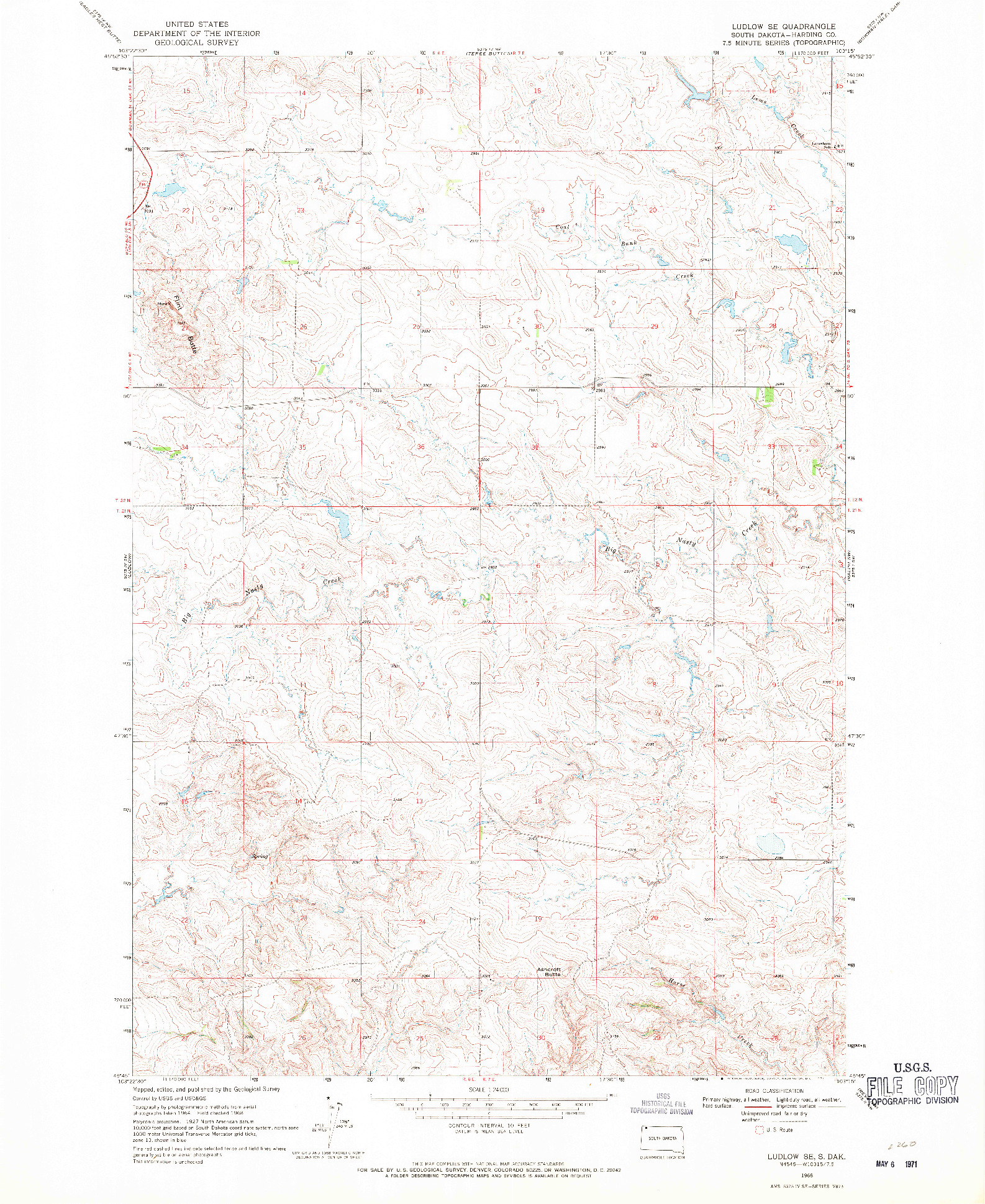 USGS 1:24000-SCALE QUADRANGLE FOR LUDLOW SE, SD 1968