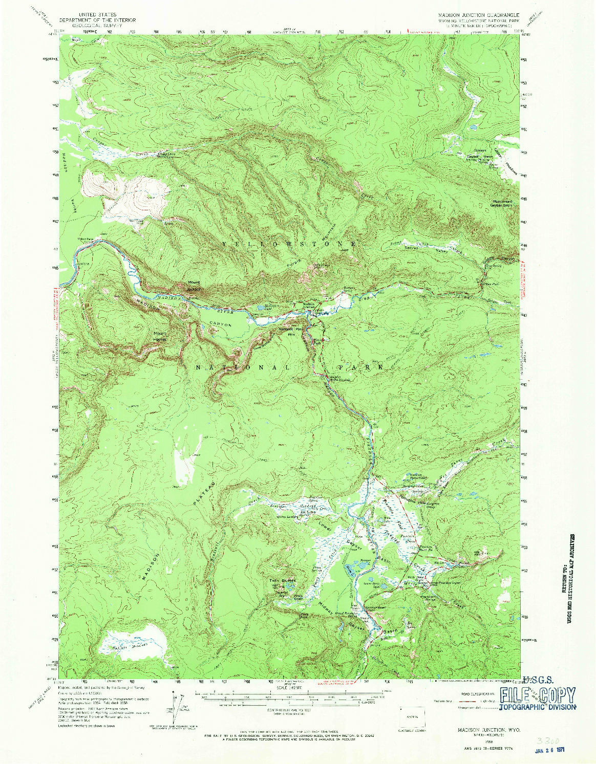 USGS 1:62500-SCALE QUADRANGLE FOR MADISON JUNCTION, WY 1958