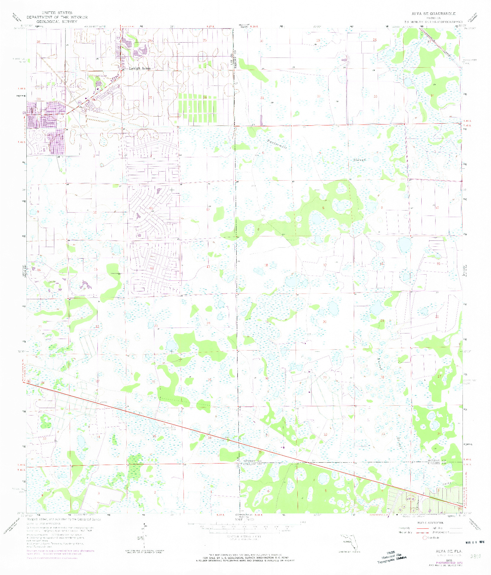 USGS 1:24000-SCALE QUADRANGLE FOR ALVA SE, FL 1958