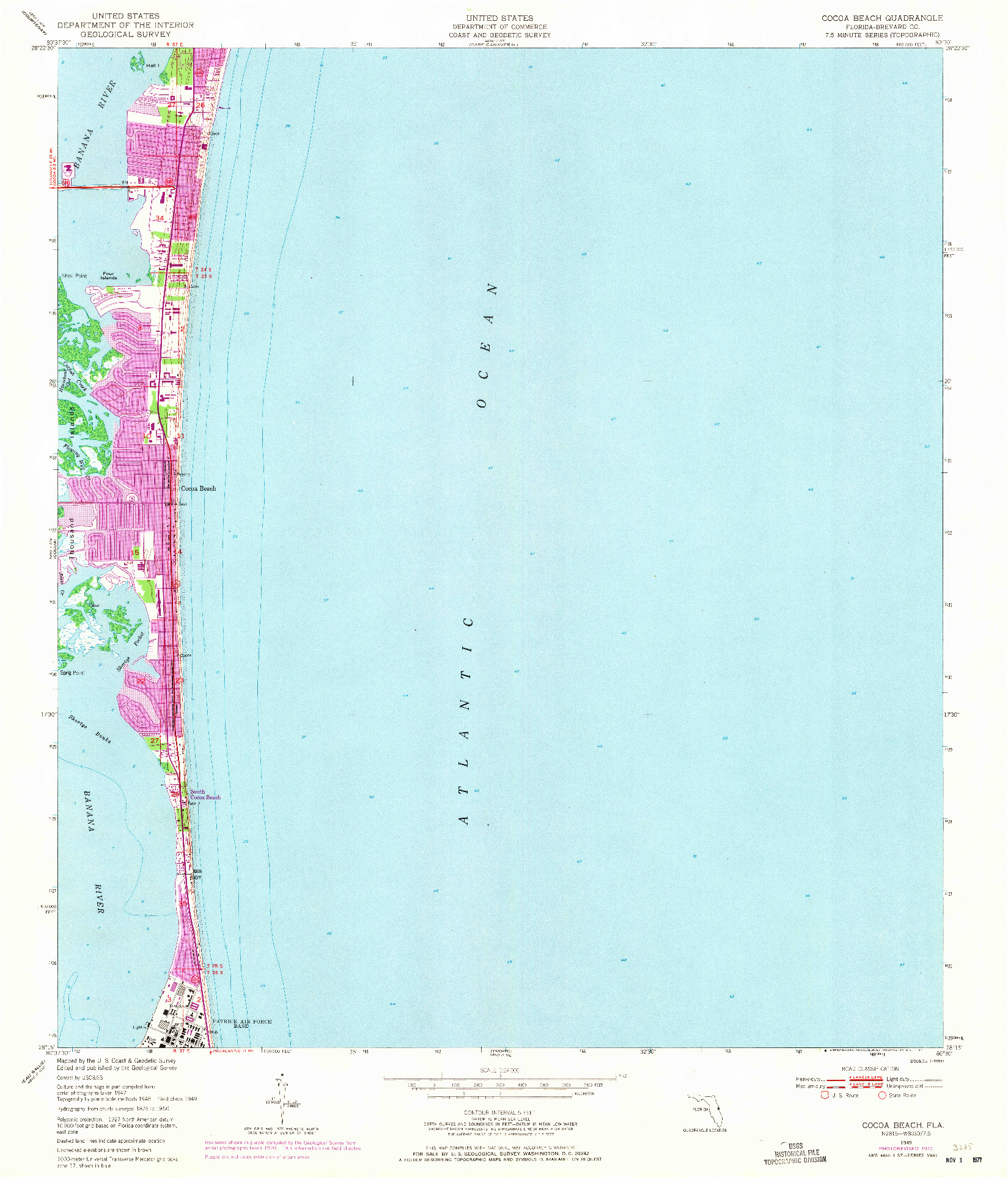 USGS 1:24000-SCALE QUADRANGLE FOR COCOA BEACH, FL 1949