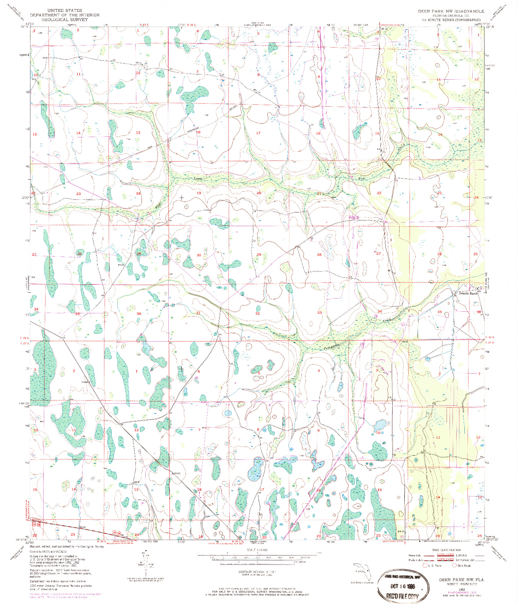 USGS 1:24000-SCALE QUADRANGLE FOR DEER PARK NW, FL 1953