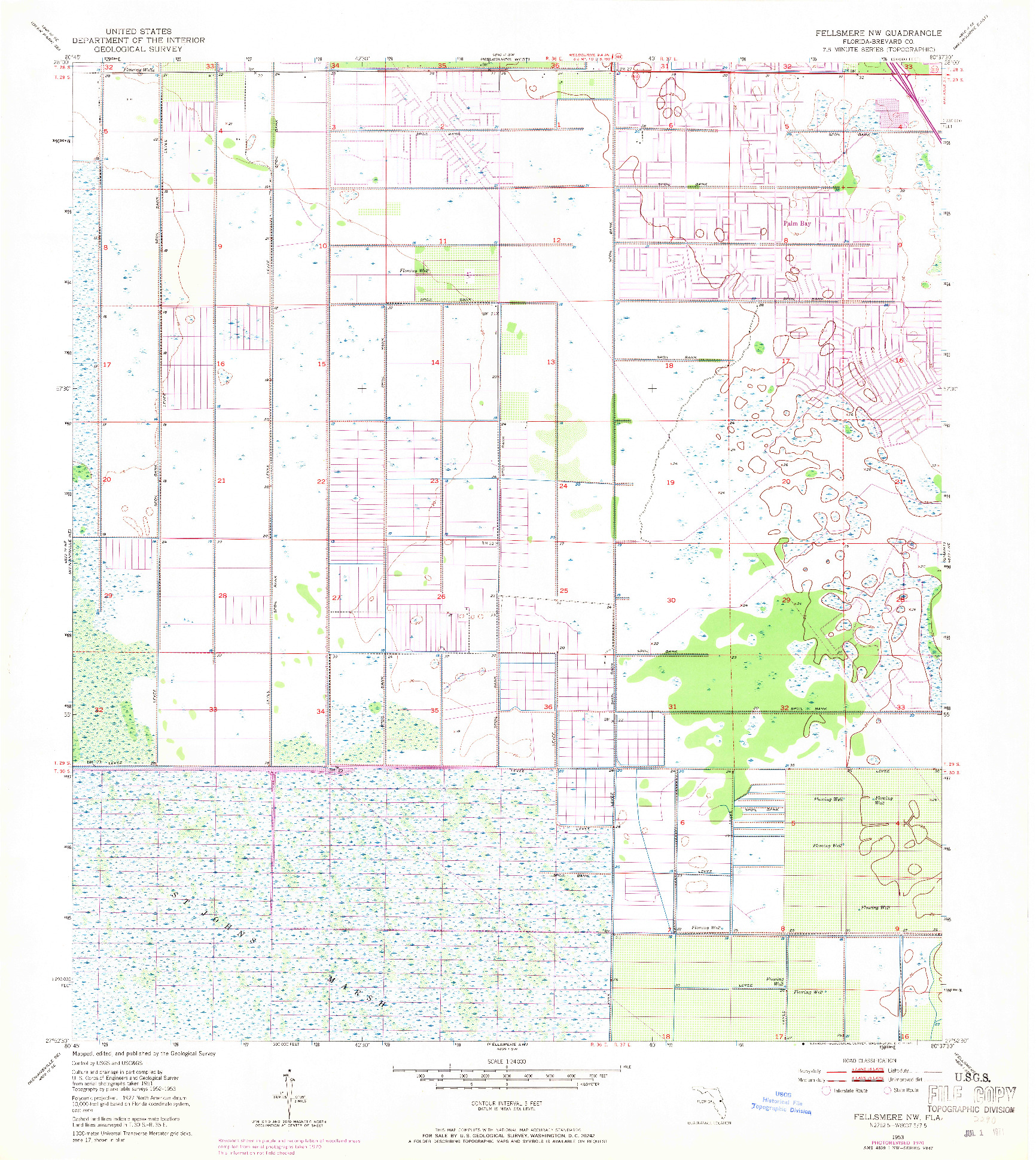 USGS 1:24000-SCALE QUADRANGLE FOR FELLSMERE NW, FL 1953