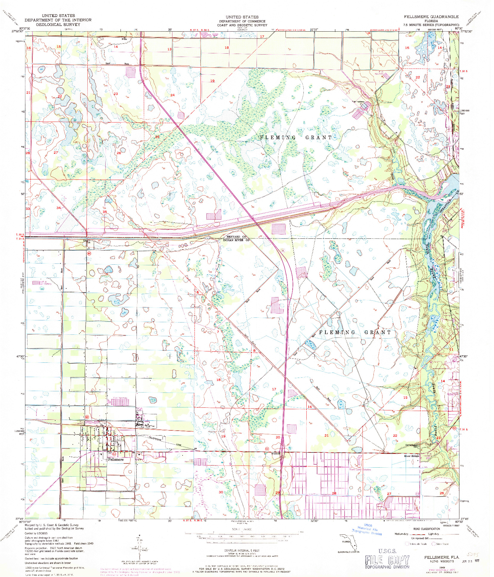 USGS 1:24000-SCALE QUADRANGLE FOR FELLSMERE, FL 1949