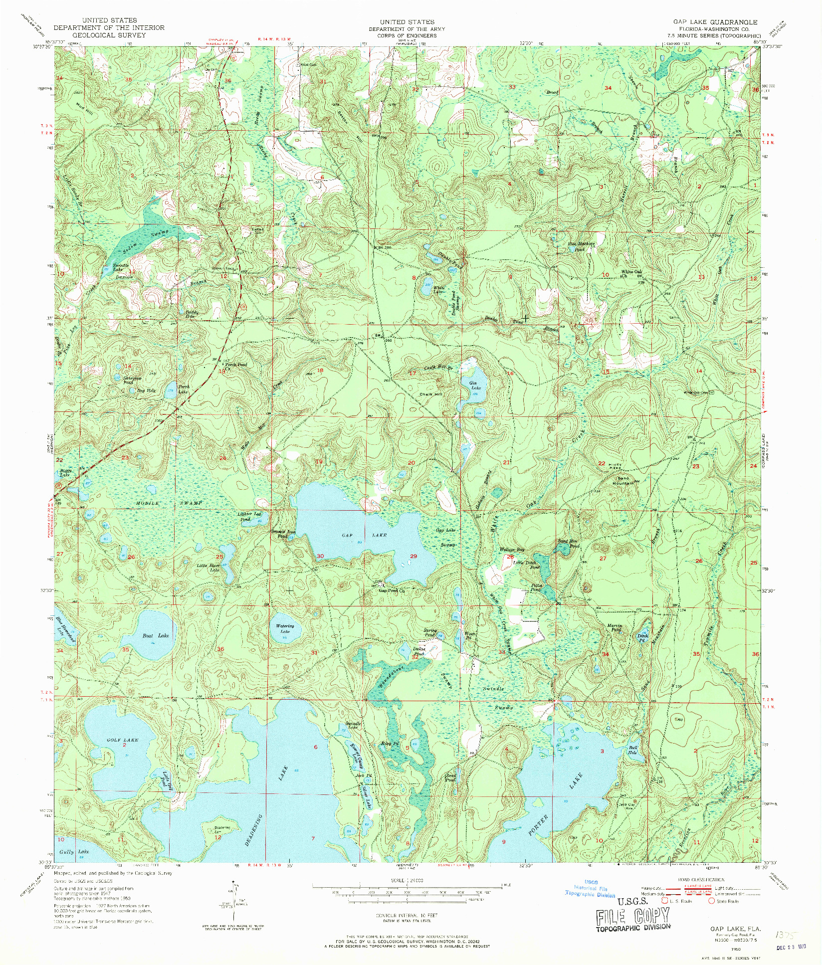 USGS 1:24000-SCALE QUADRANGLE FOR GAP LAKE, FL 1950