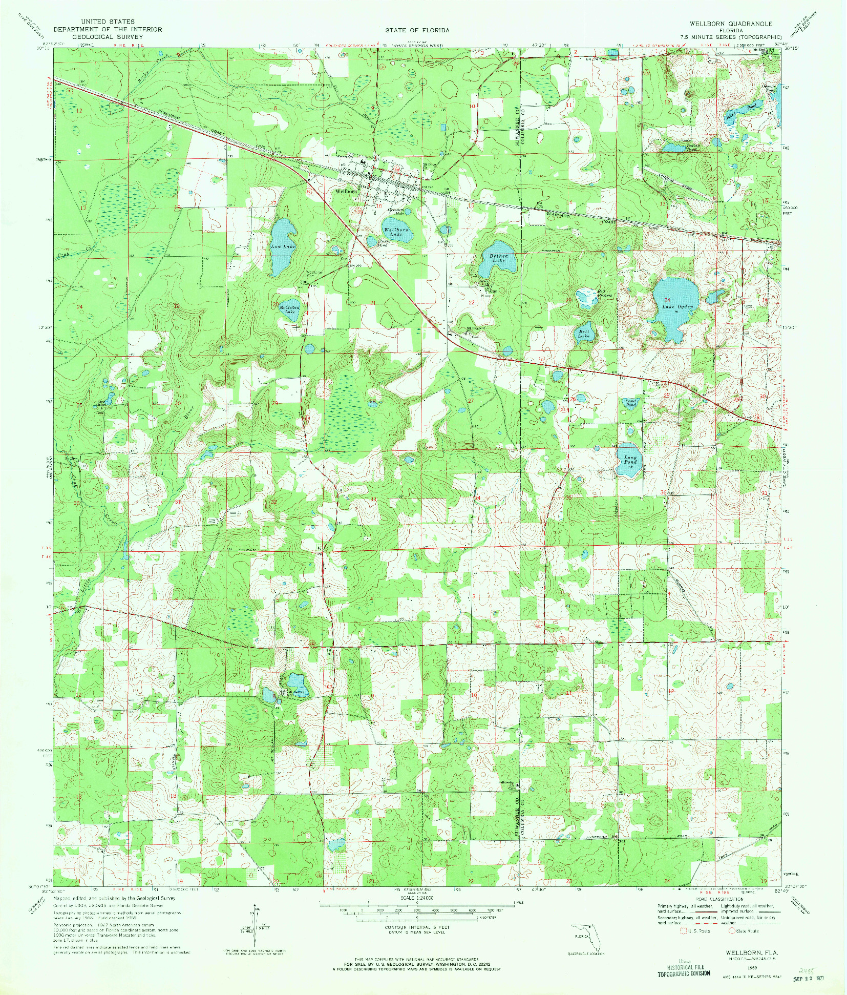 USGS 1:24000-SCALE QUADRANGLE FOR WELLBORN, FL 1969