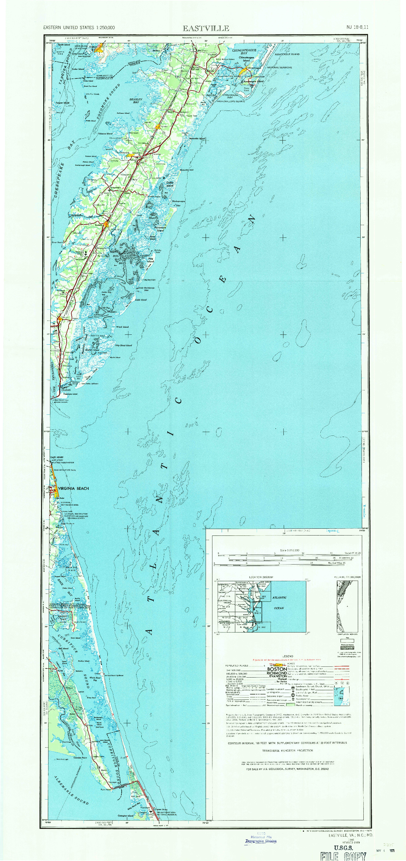 USGS 1:250000-SCALE QUADRANGLE FOR EASTVILLE, VA 1946