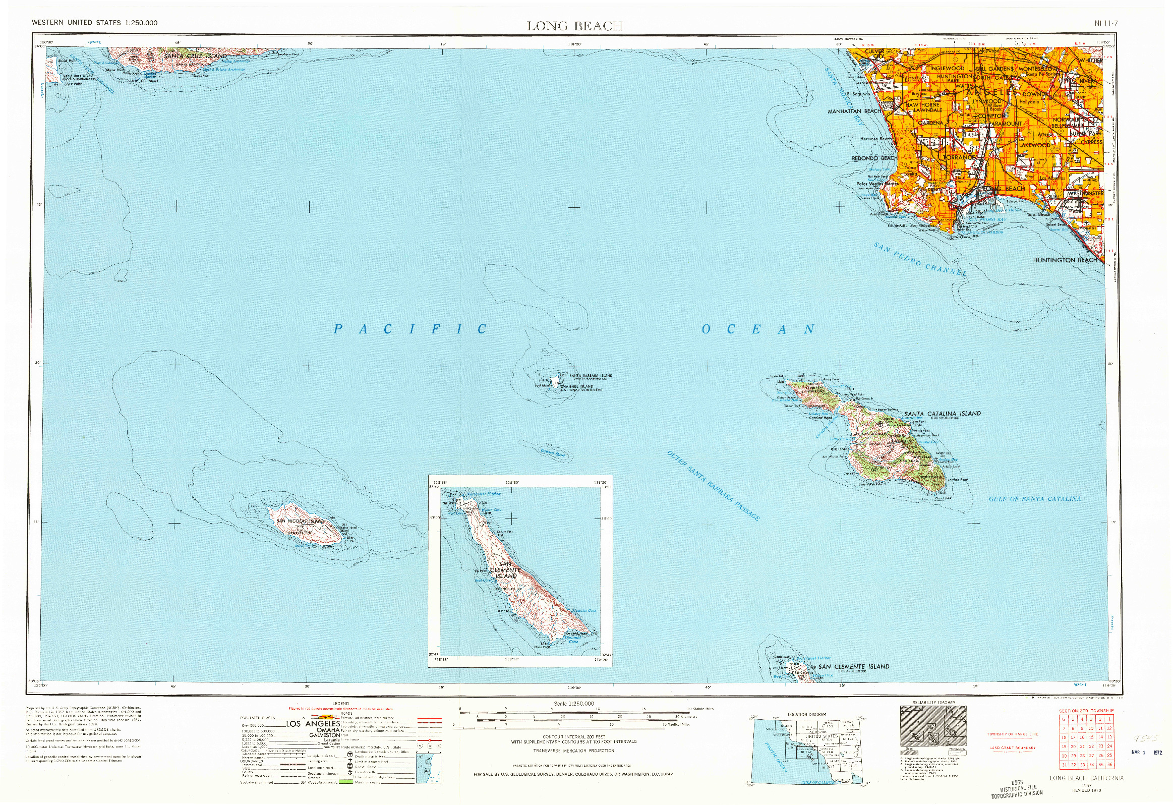 USGS 1:250000-SCALE QUADRANGLE FOR LONG BEACH, CA 1957