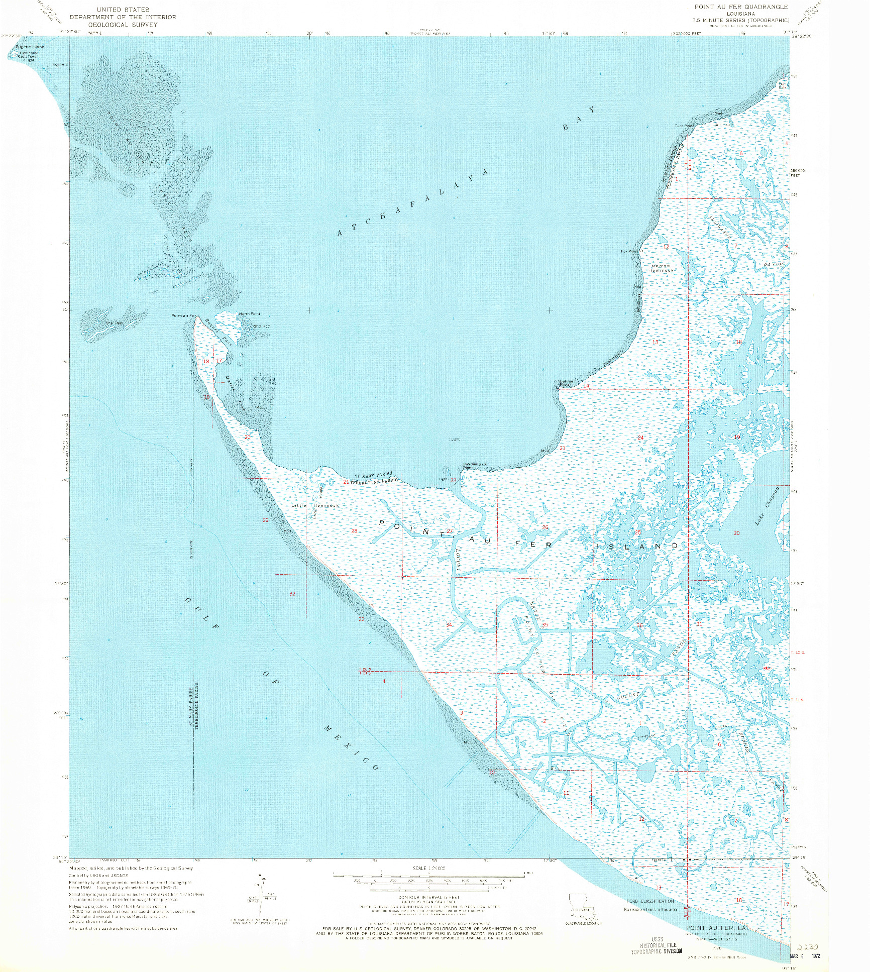 USGS 1:24000-SCALE QUADRANGLE FOR POINT AU FER, LA 1970