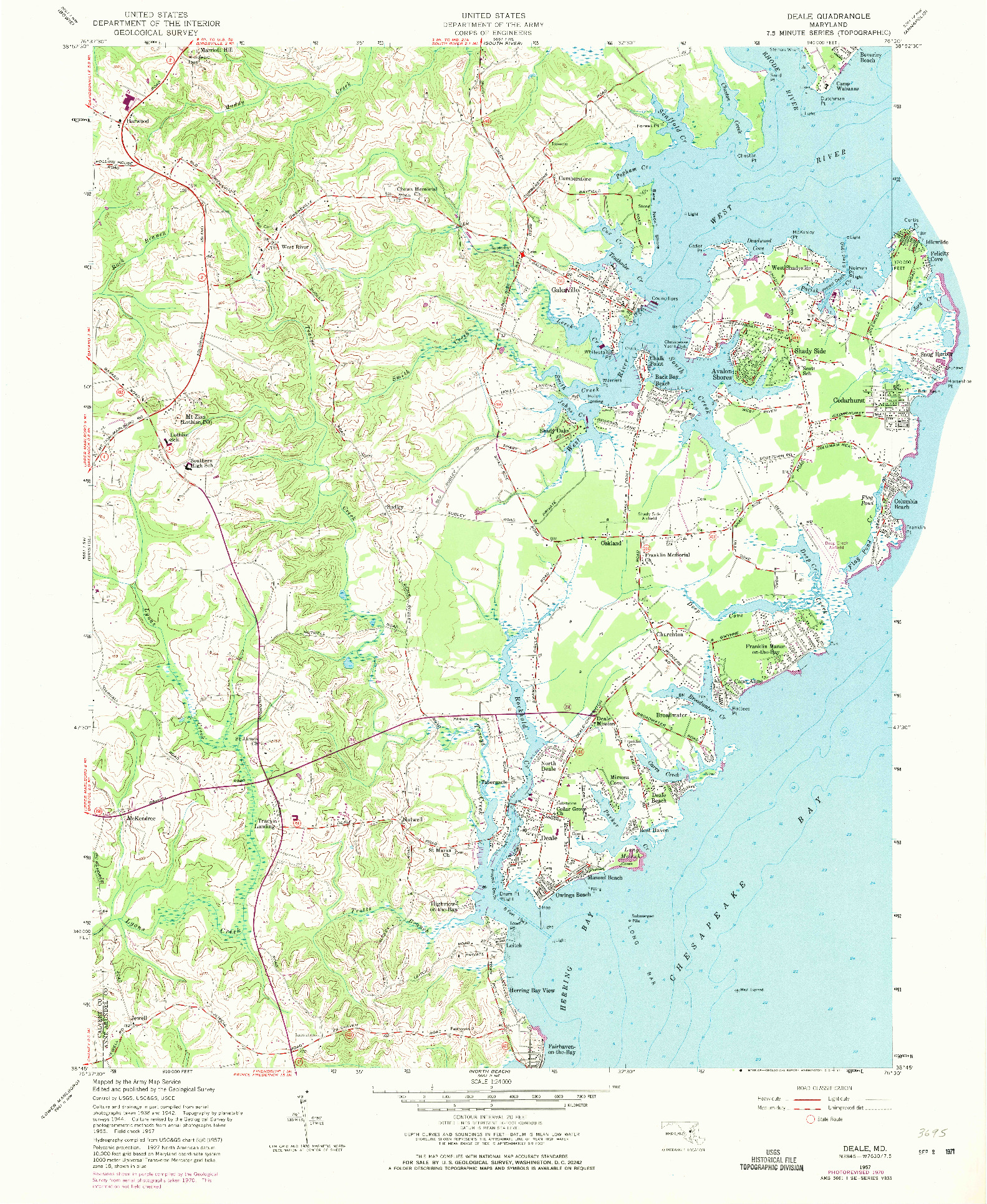 USGS 1:24000-SCALE QUADRANGLE FOR DEALE, MD 1957