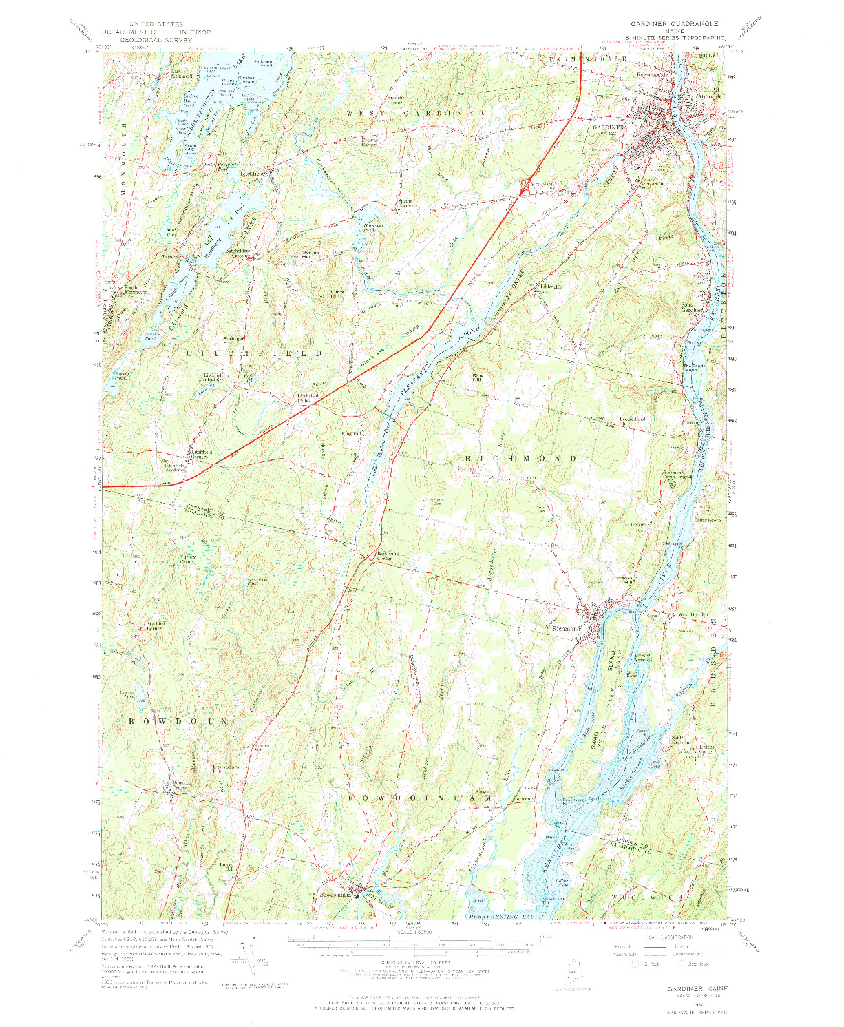 USGS 1:62500-SCALE QUADRANGLE FOR GARDINER, ME 1957
