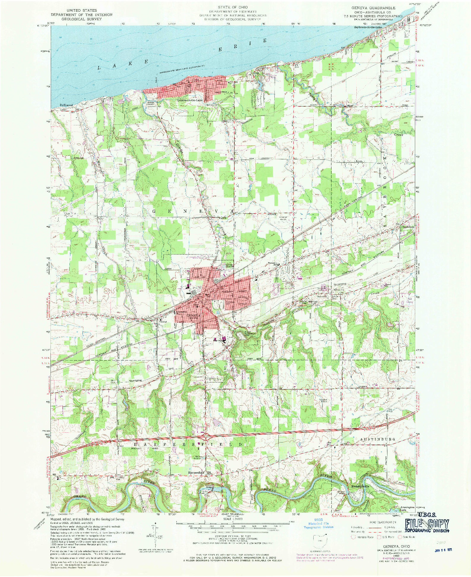 USGS 1:24000-SCALE QUADRANGLE FOR GENEVA, OH 1960