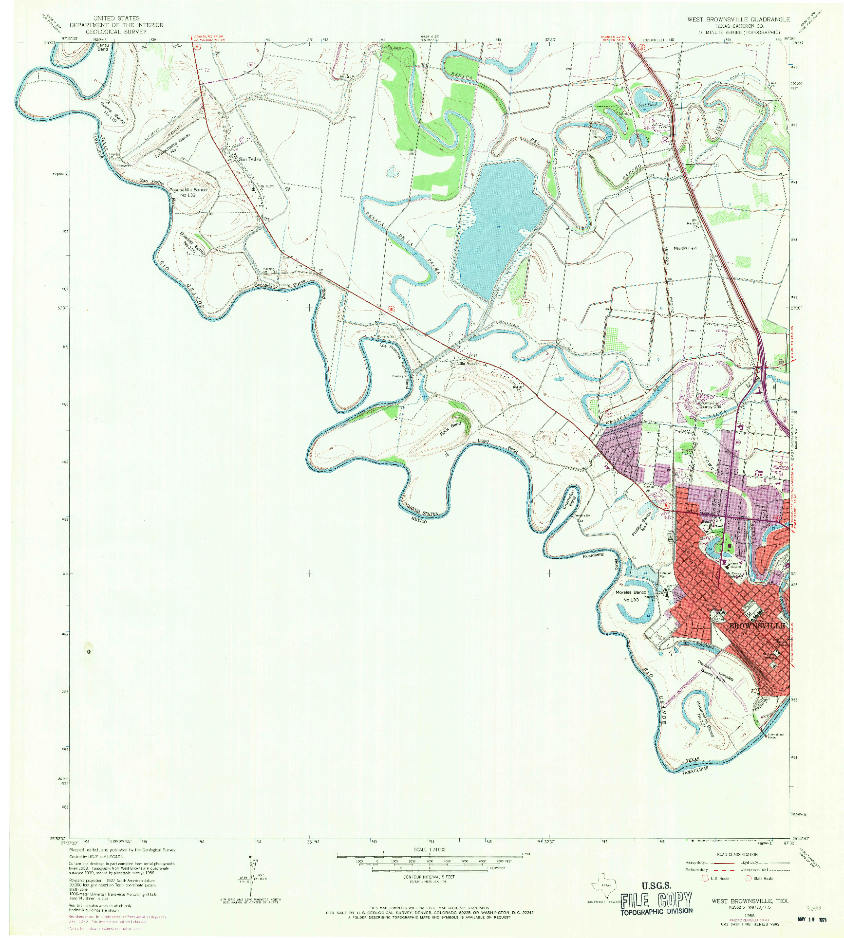 USGS 1:24000-SCALE QUADRANGLE FOR WEST BROWNSVILLE, TX 1956