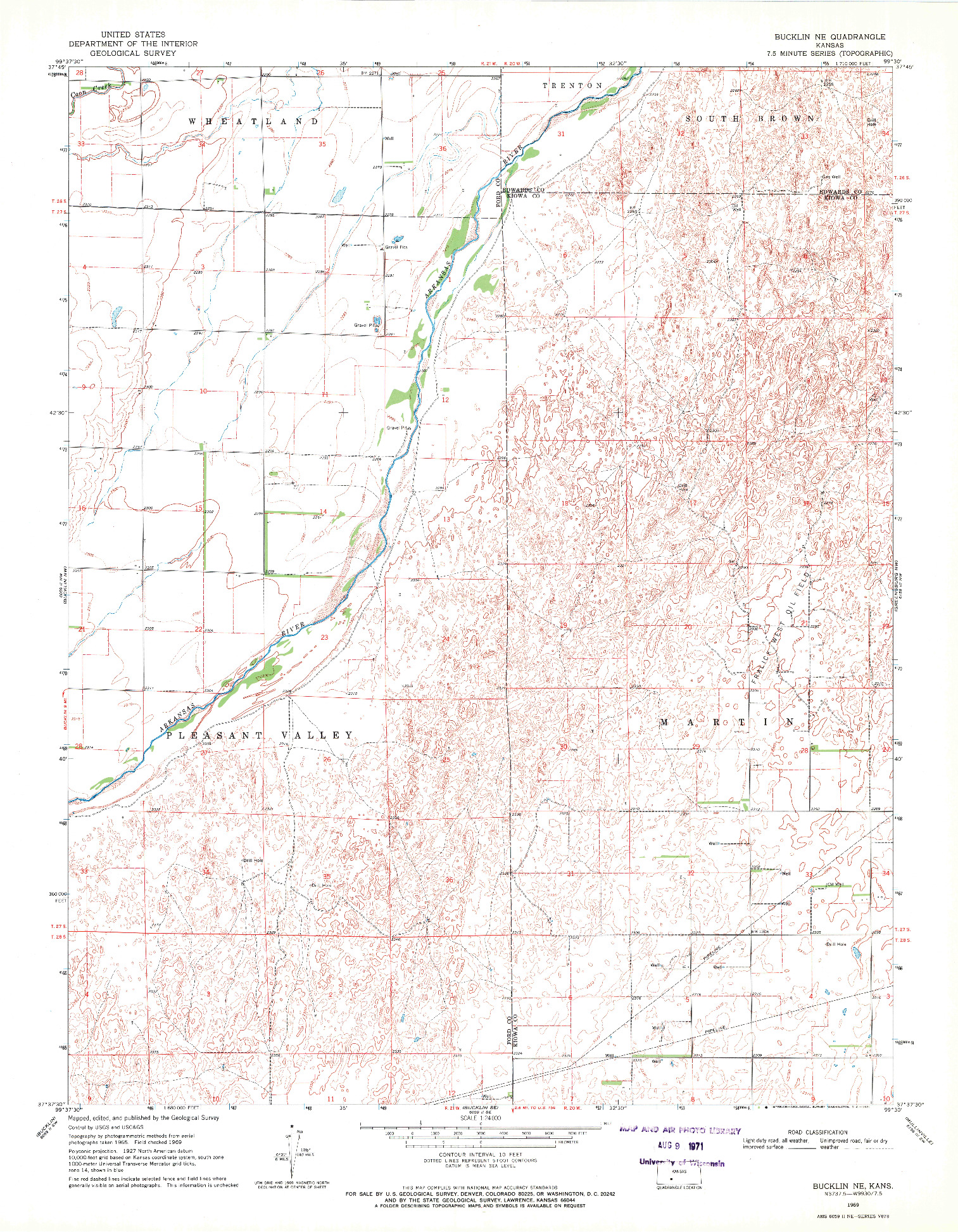 USGS 1:24000-SCALE QUADRANGLE FOR BUCKLIN NE, KS 1969