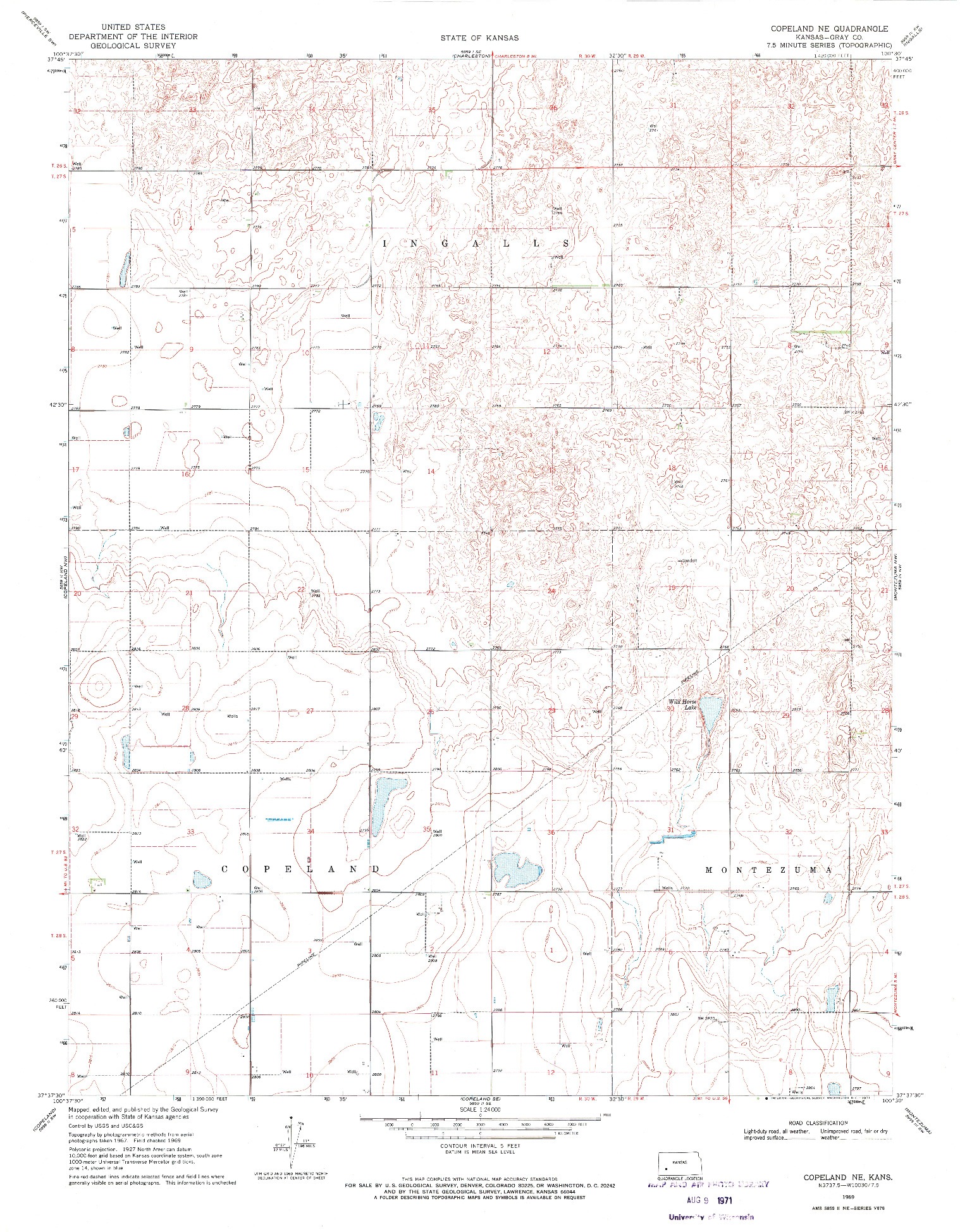 USGS 1:24000-SCALE QUADRANGLE FOR COPELAND NE, KS 1969