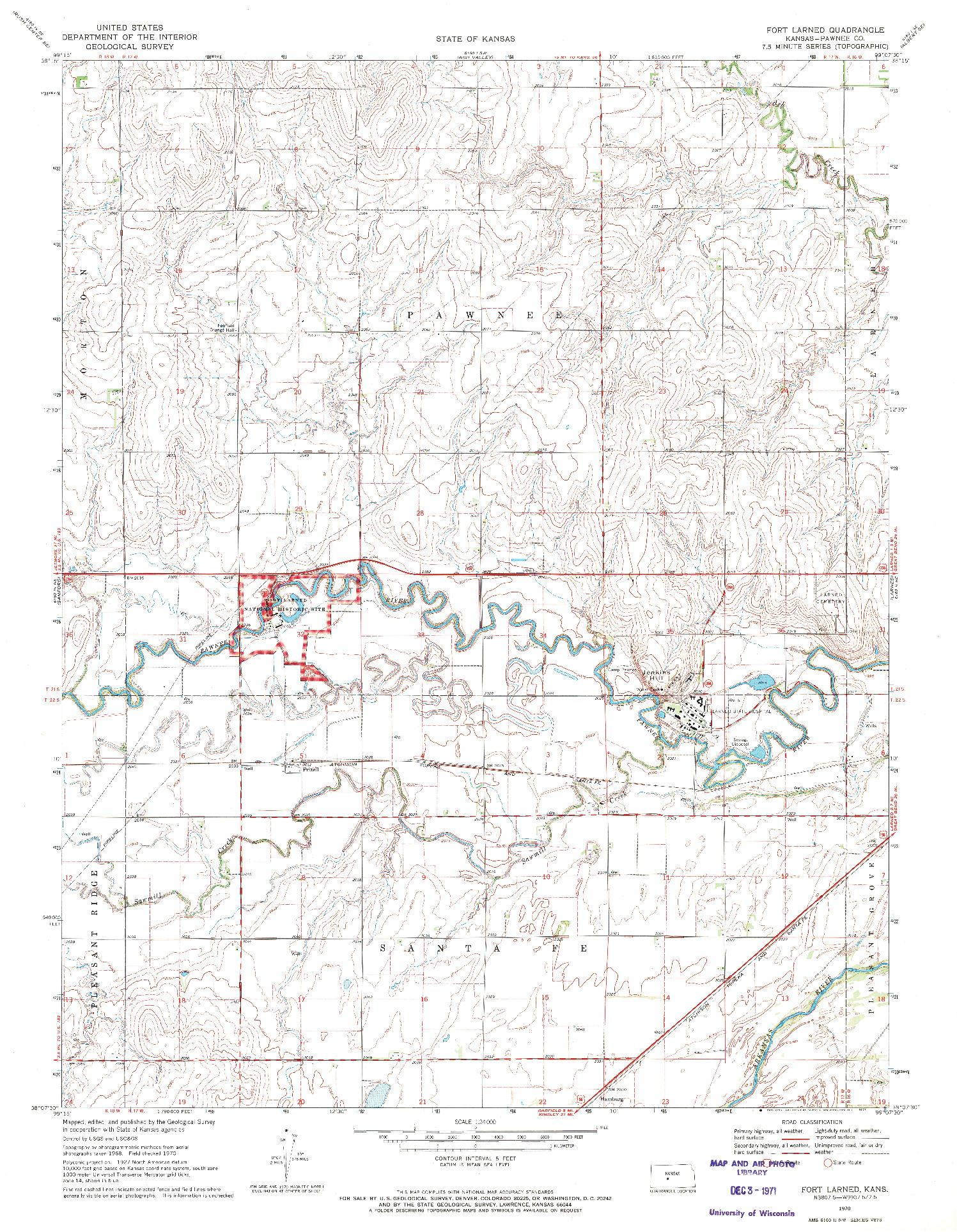 USGS 1:24000-SCALE QUADRANGLE FOR FORT LARNED, KS 1970