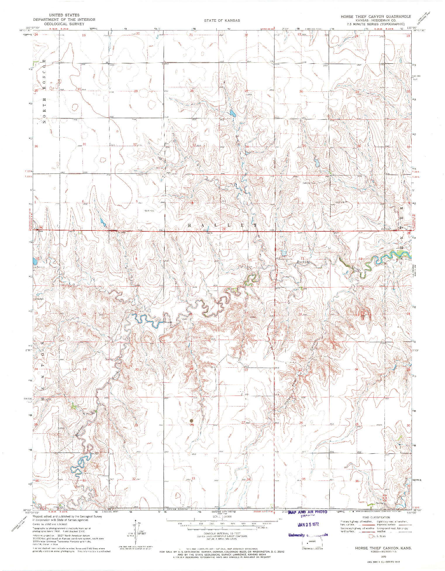 USGS 1:24000-SCALE QUADRANGLE FOR HORSE THIEF CANYON, KS 1970