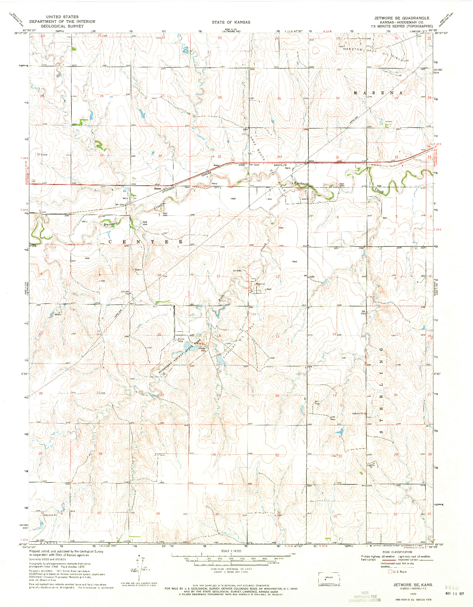 USGS 1:24000-SCALE QUADRANGLE FOR JETMORE SE, KS 1970