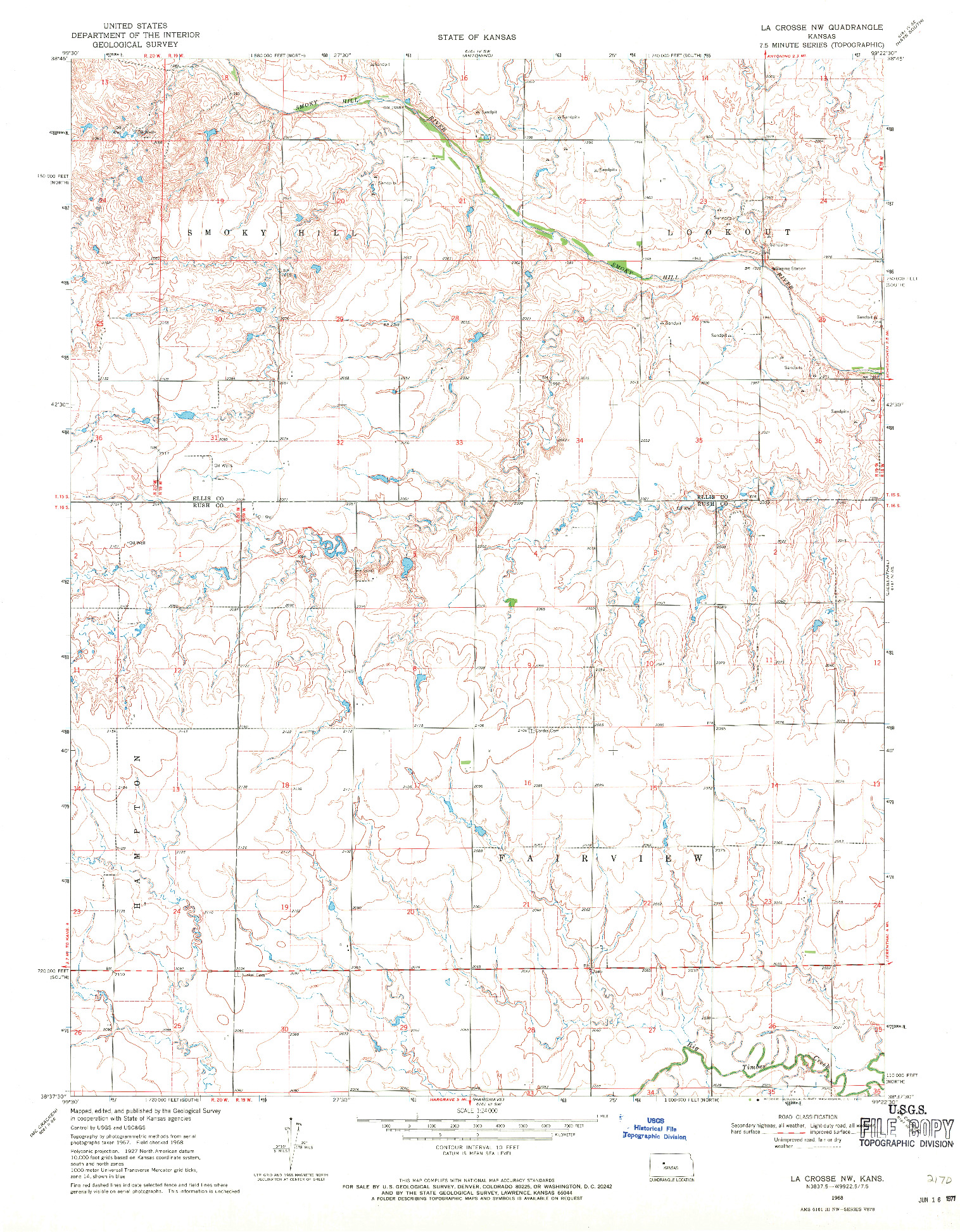 USGS 1:24000-SCALE QUADRANGLE FOR LA CROSSE NW, KS 1968