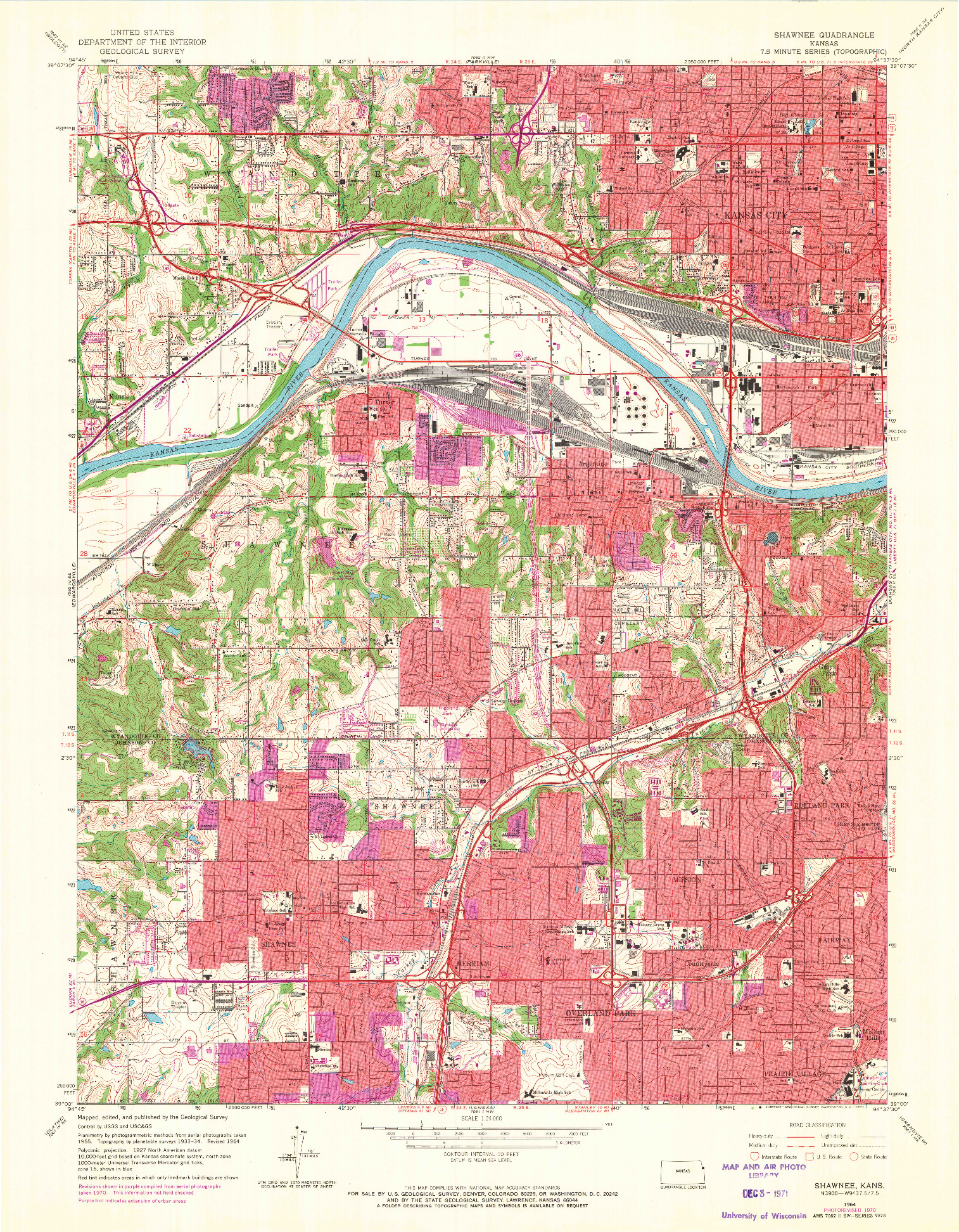 USGS 1:24000-SCALE QUADRANGLE FOR SHAWNEE, KS 1964