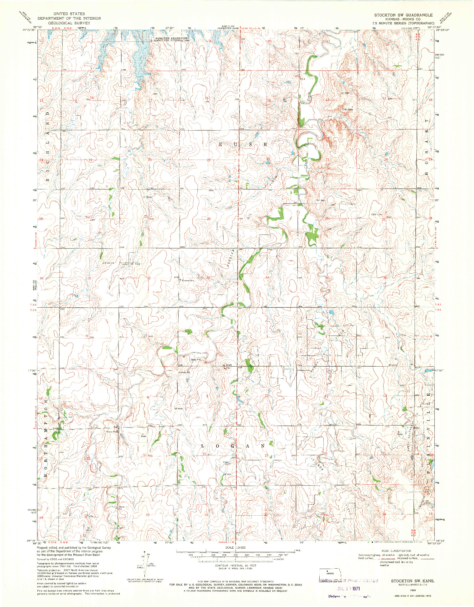 USGS 1:24000-SCALE QUADRANGLE FOR STOCKTON SW, KS 1969