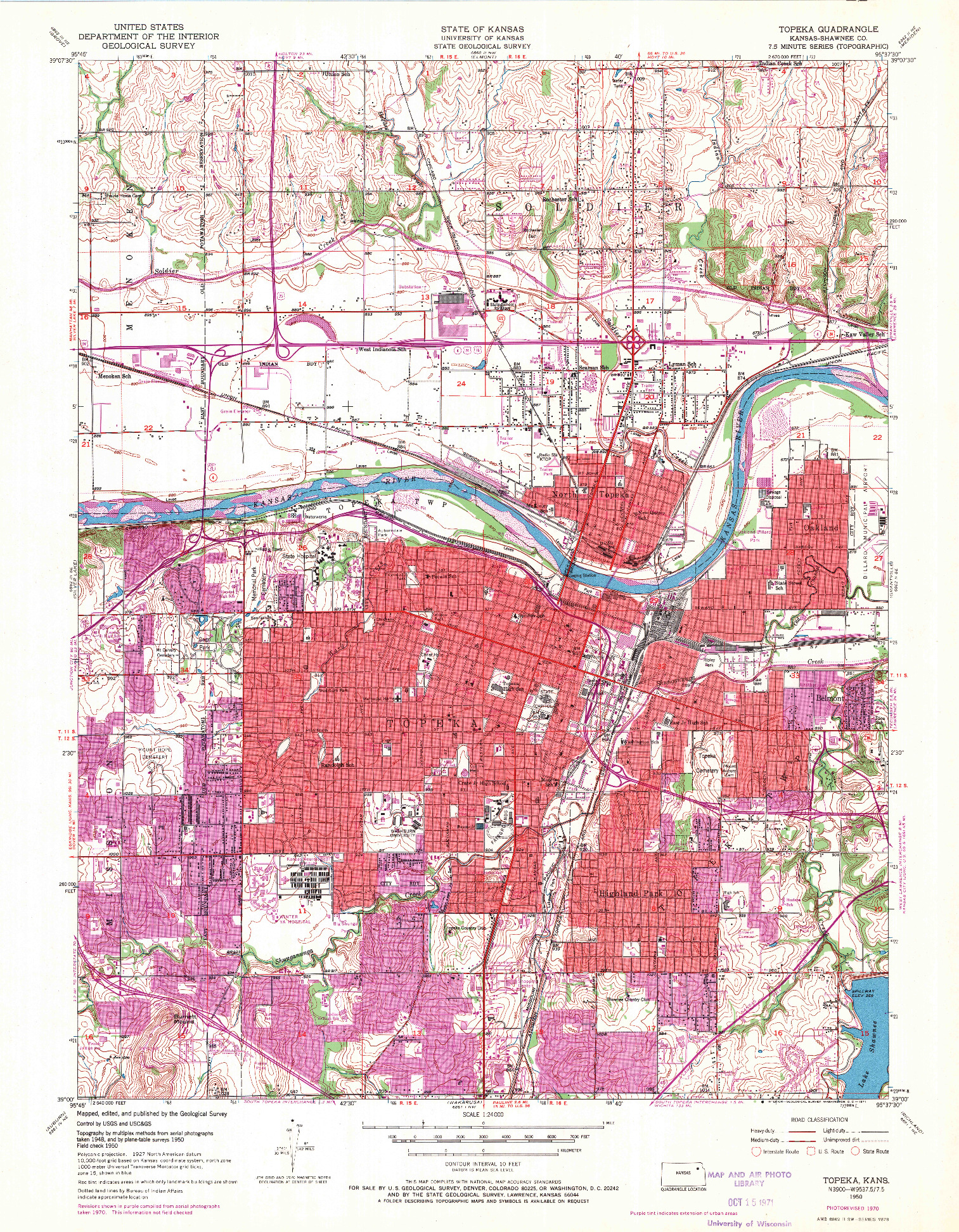 USGS 1:24000-SCALE QUADRANGLE FOR TOPEKA, KS 1950