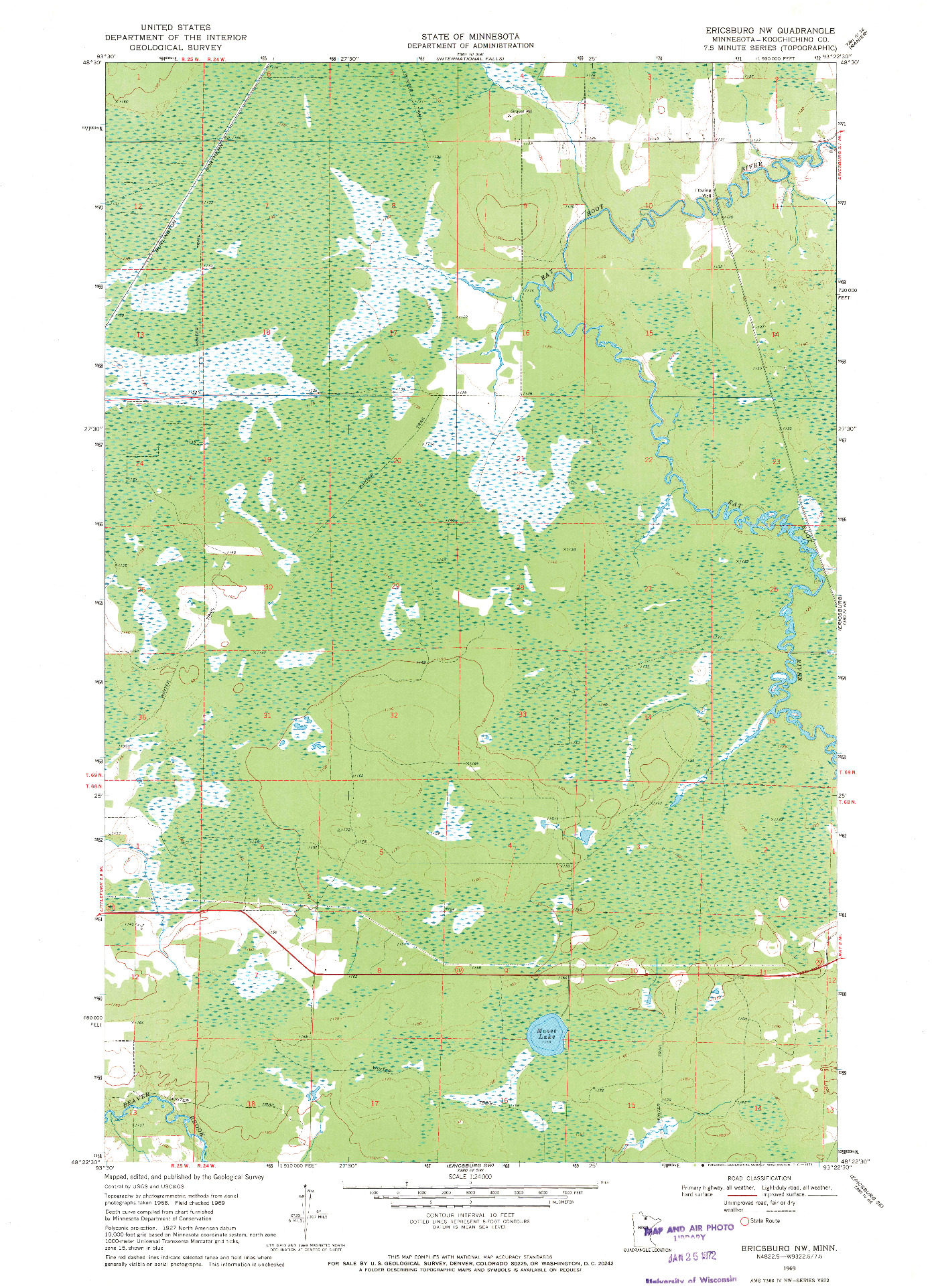 USGS 1:24000-SCALE QUADRANGLE FOR ERICSBURG NW, MN 1969