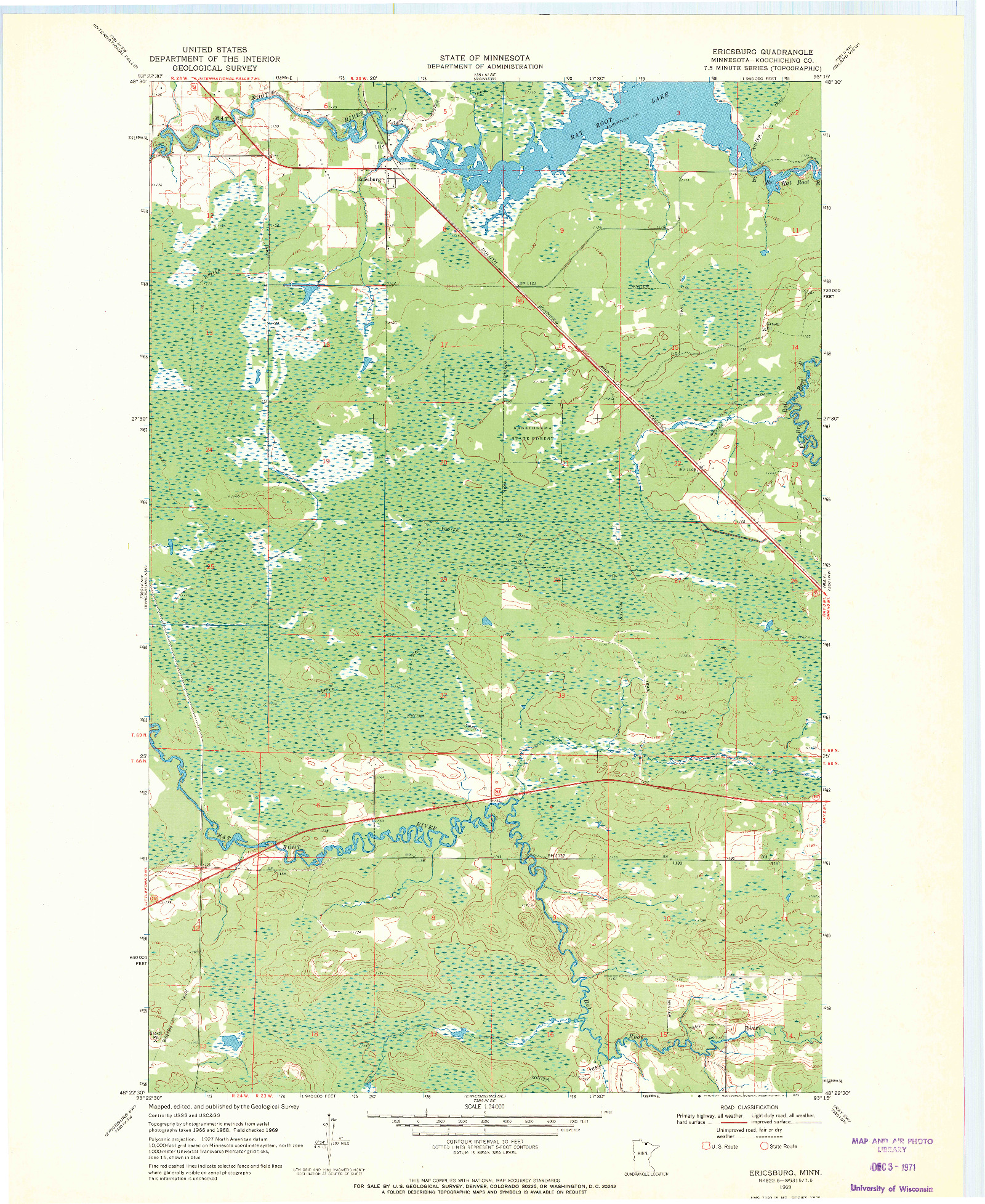 USGS 1:24000-SCALE QUADRANGLE FOR ERICSBURG, MN 1969