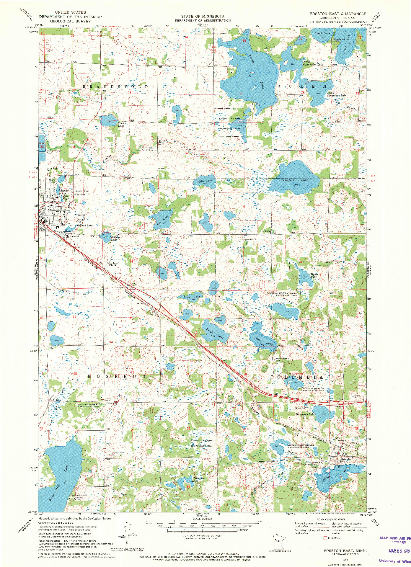 USGS 1:24000-SCALE QUADRANGLE FOR FOSSTON EAST, MN 1969