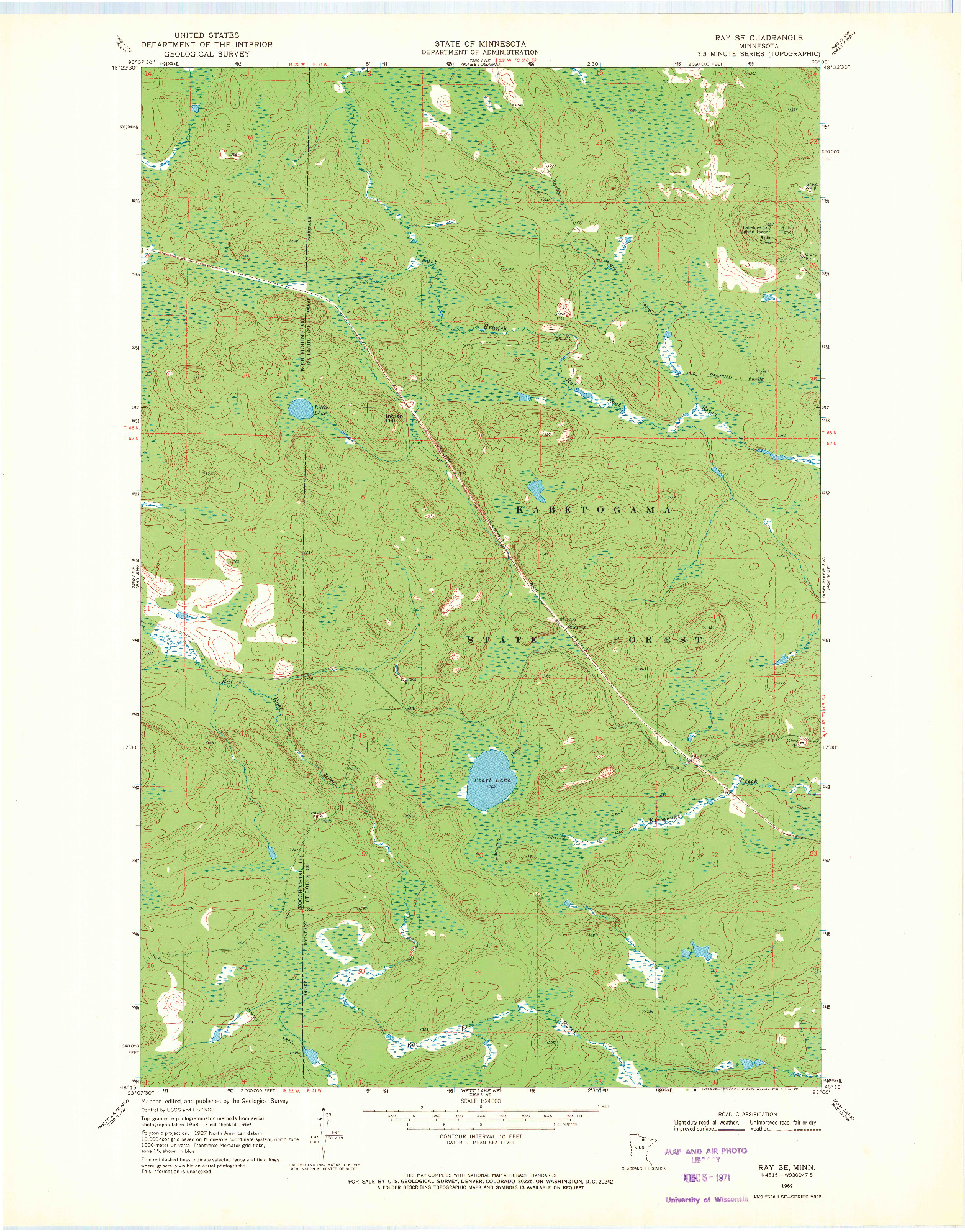 USGS 1:24000-SCALE QUADRANGLE FOR RAY SE, MN 1969