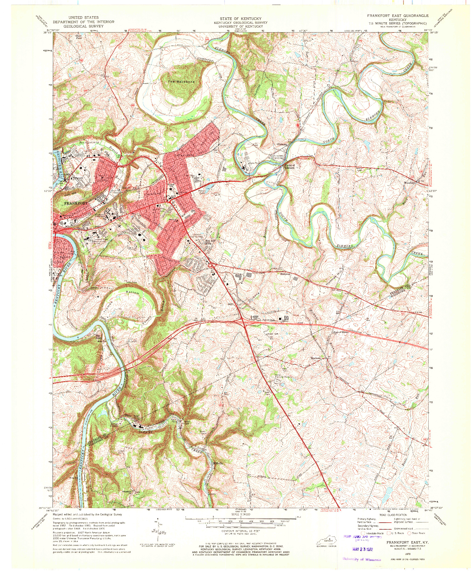 USGS 1:24000-SCALE QUADRANGLE FOR FRANKFORT EAST, KY 1970