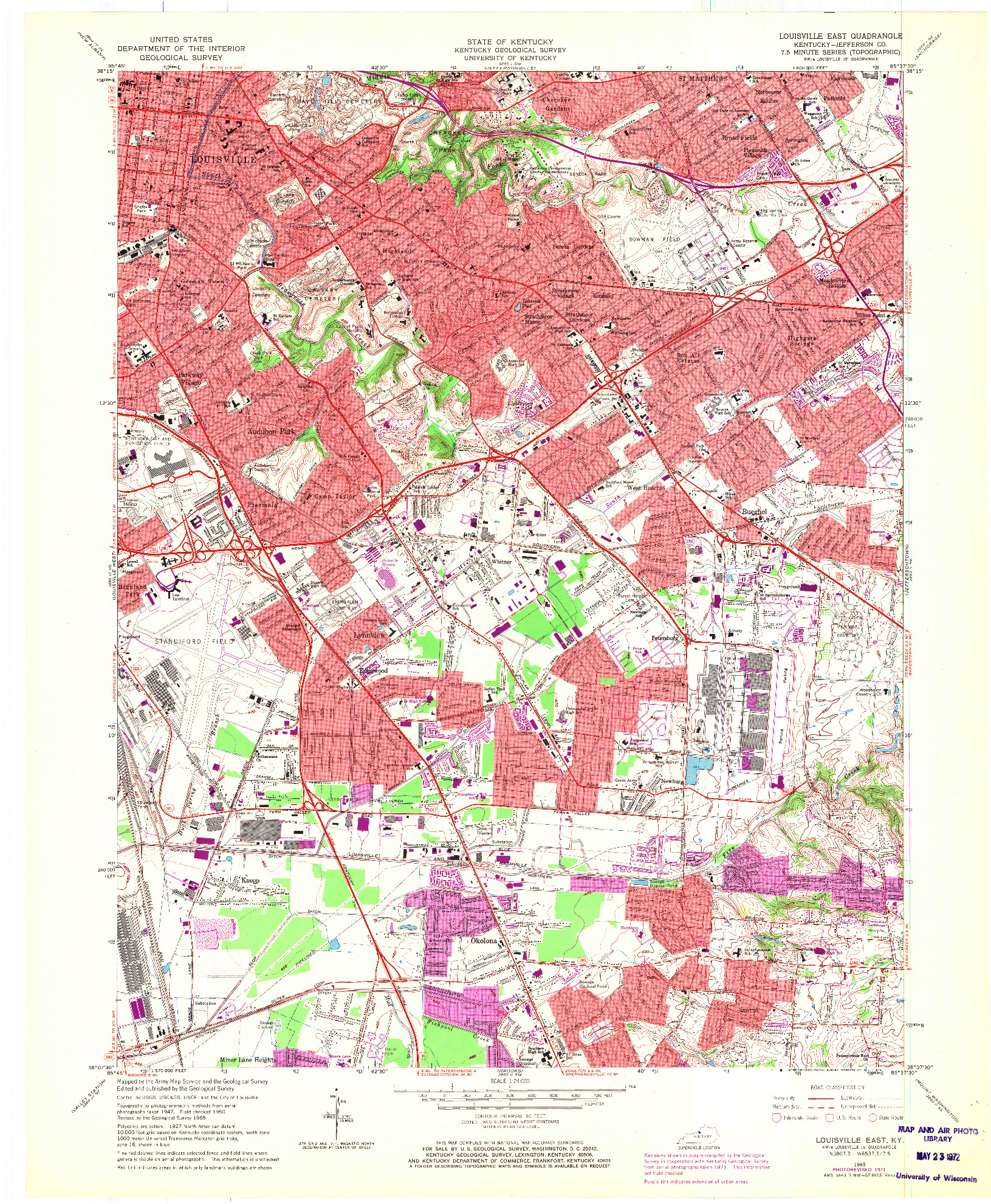 USGS 1:24000-SCALE QUADRANGLE FOR LOUISVILLE EAST, KY 1965