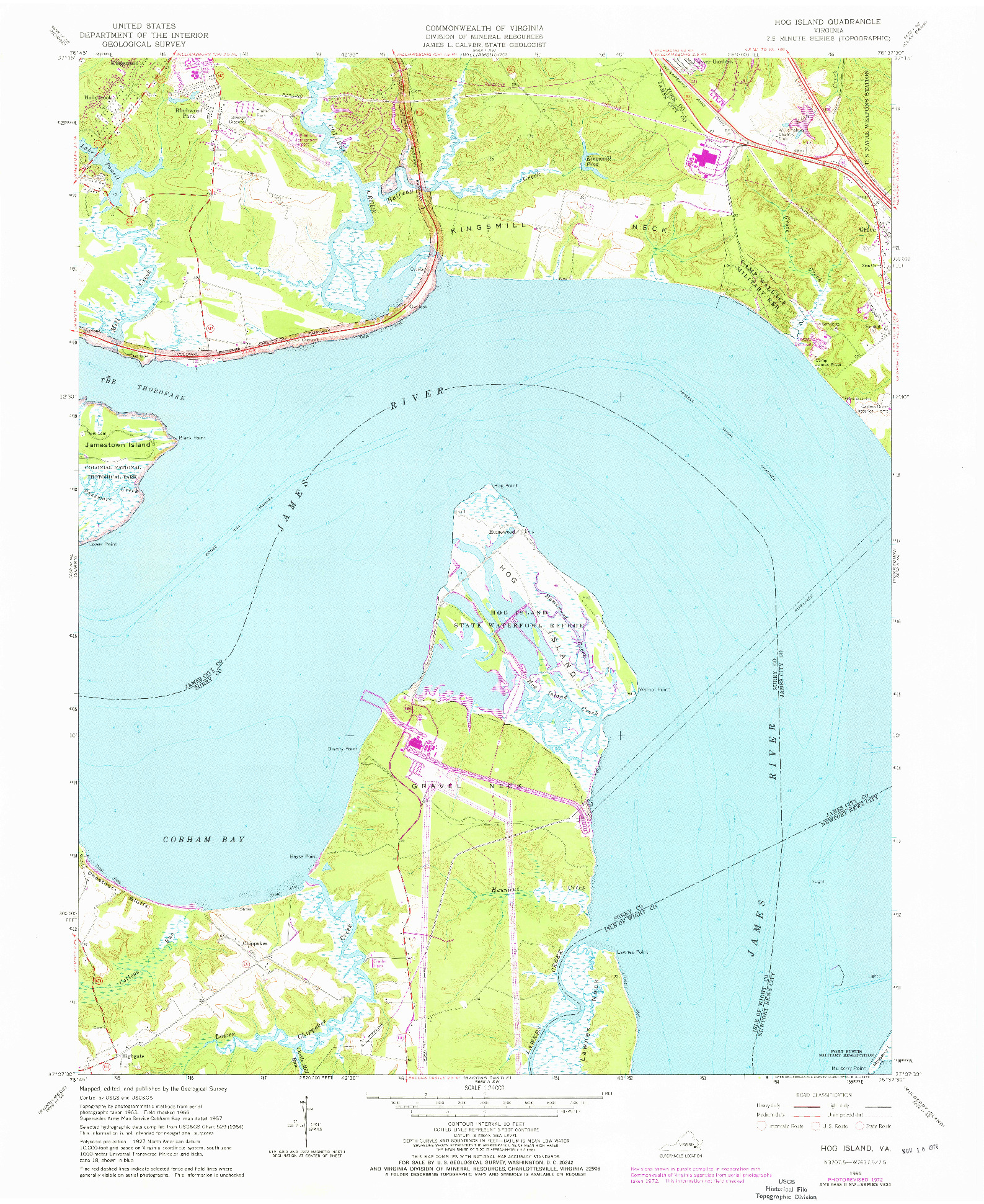 USGS 1:24000-SCALE QUADRANGLE FOR HOG ISLAND, VA 1965
