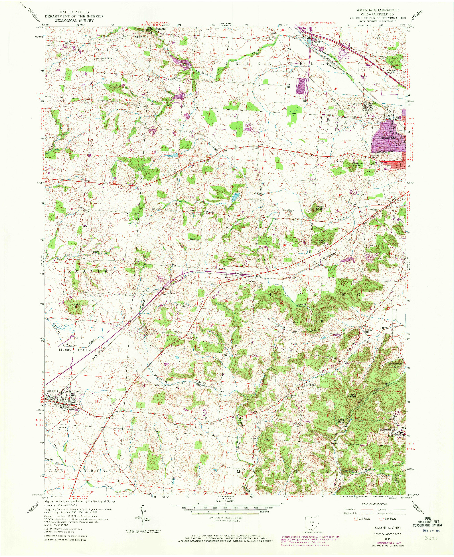 USGS 1:24000-SCALE QUADRANGLE FOR AMANDA, OH 1958