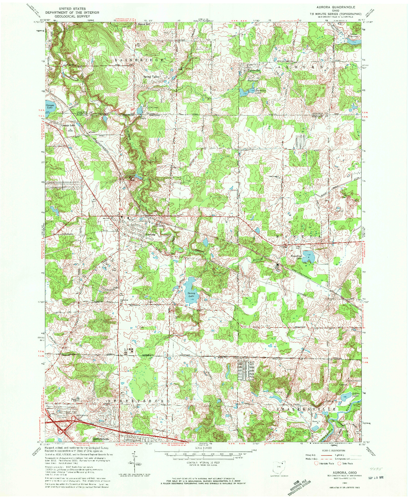 USGS 1:24000-SCALE QUADRANGLE FOR AURORA, OH 1962