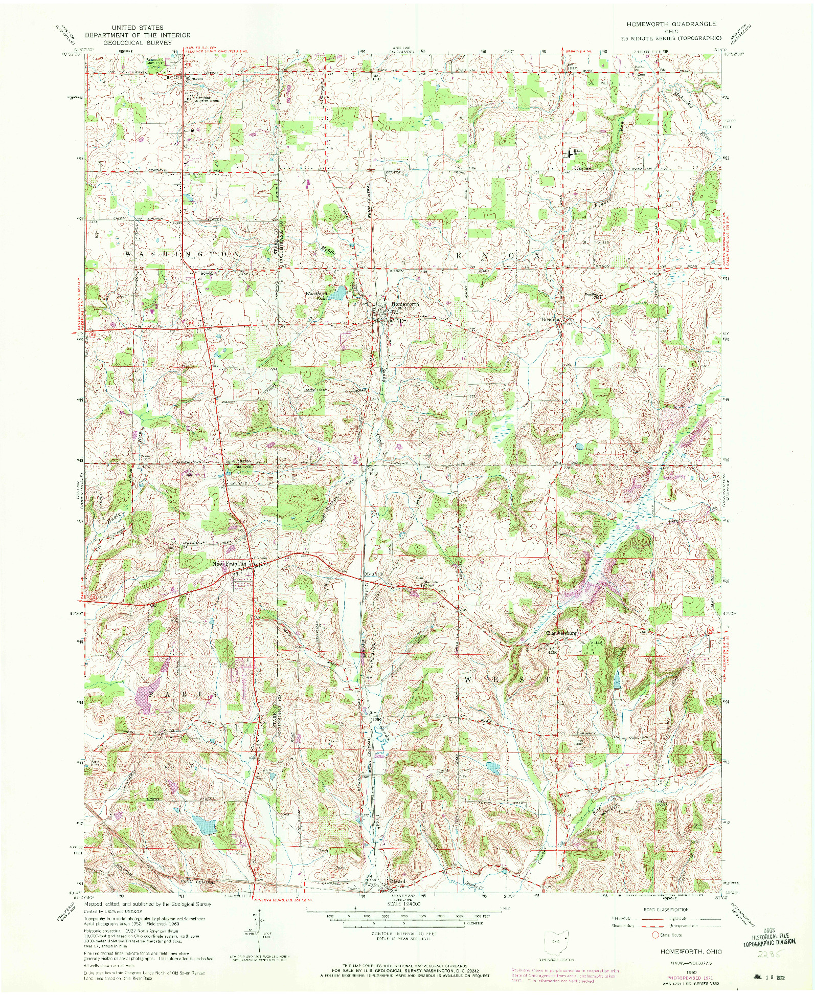 USGS 1:24000-SCALE QUADRANGLE FOR HOMEWORTH, OH 1960