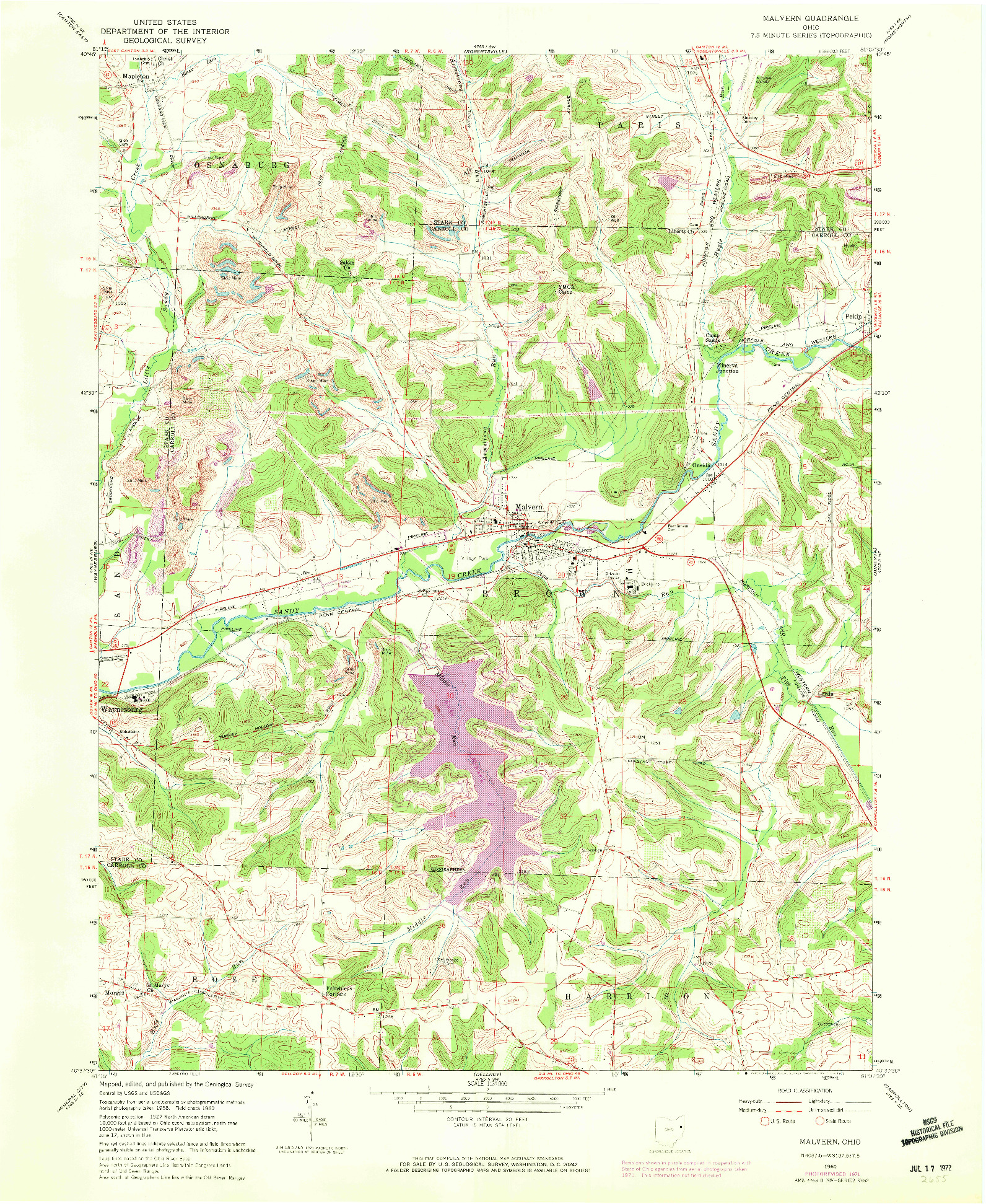 USGS 1:24000-SCALE QUADRANGLE FOR MALVERN, OH 1960